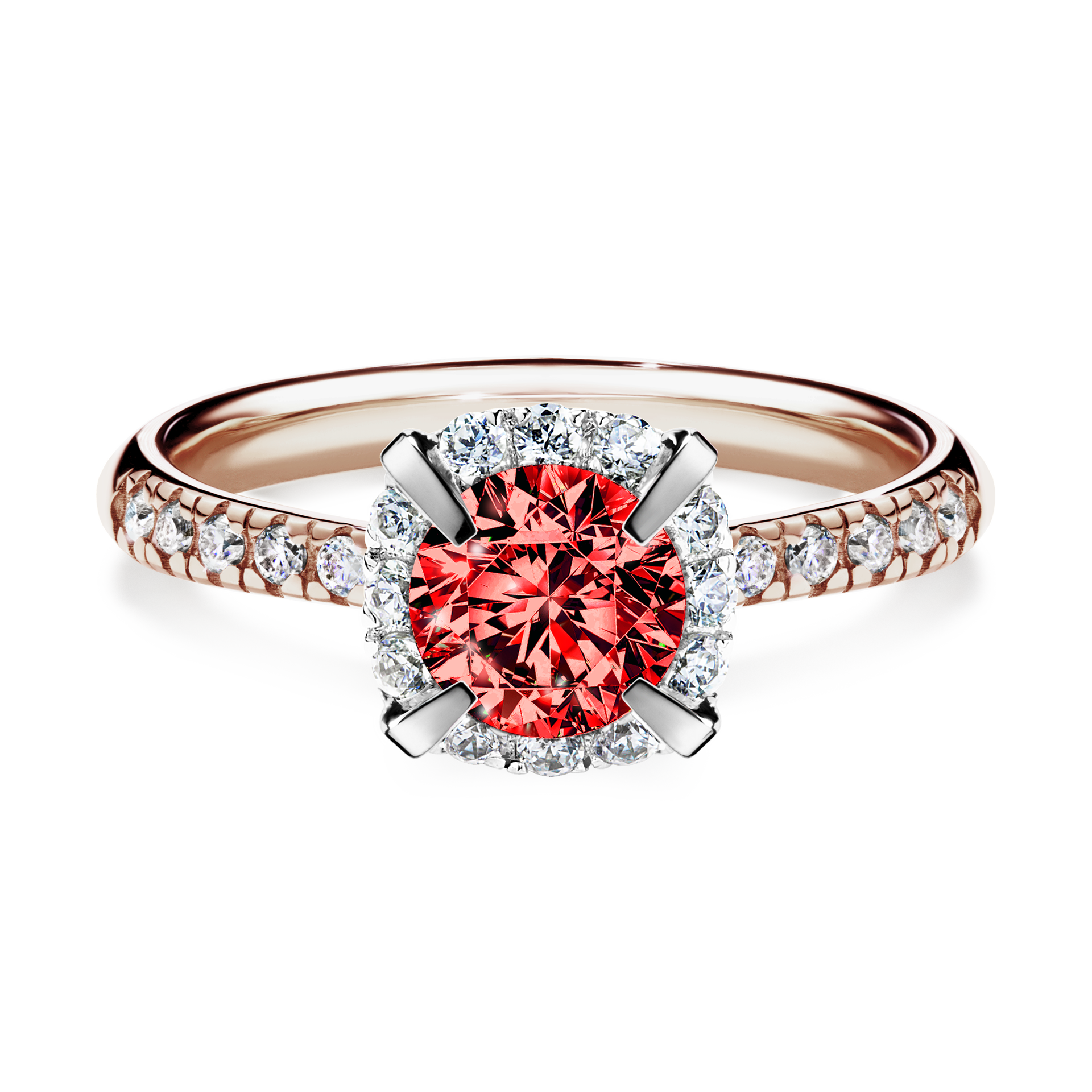 Pierścionek zaręczynowy My Princess z różowego złota z czerwonym diamentem 1,18CT