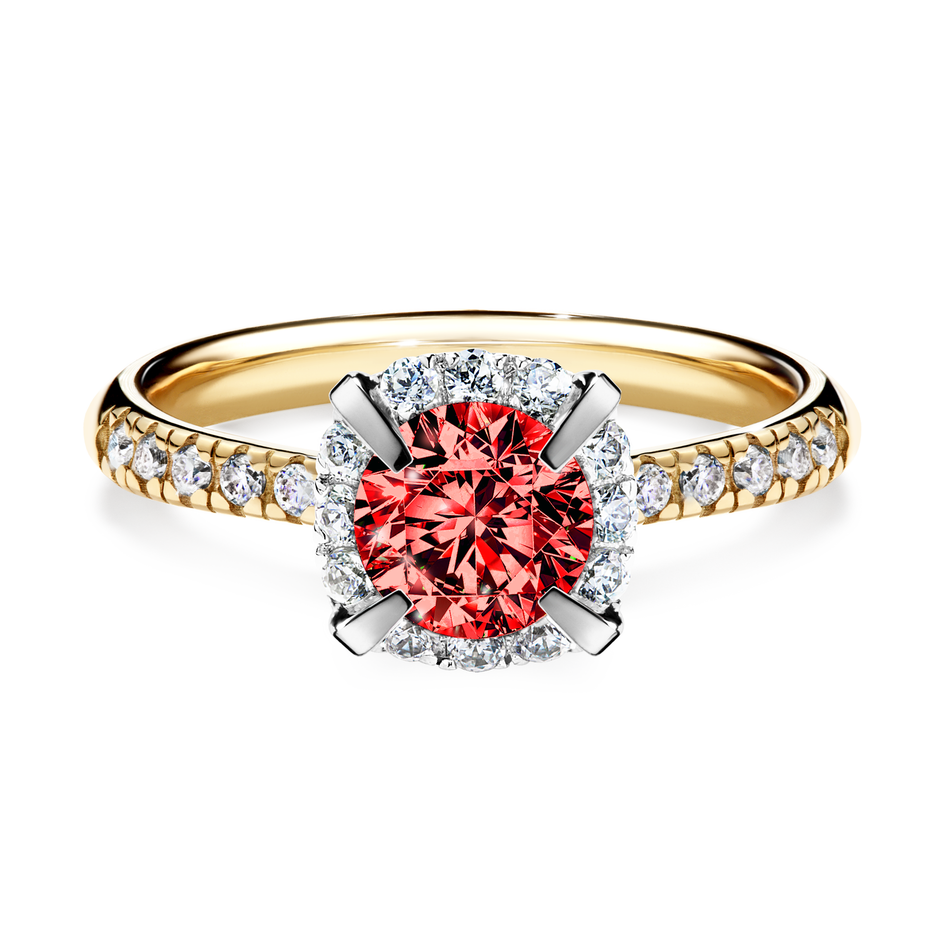 Pierścionek zaręczynowy My Princess z żółtego złota z czerwonym diamentem 1,18CT