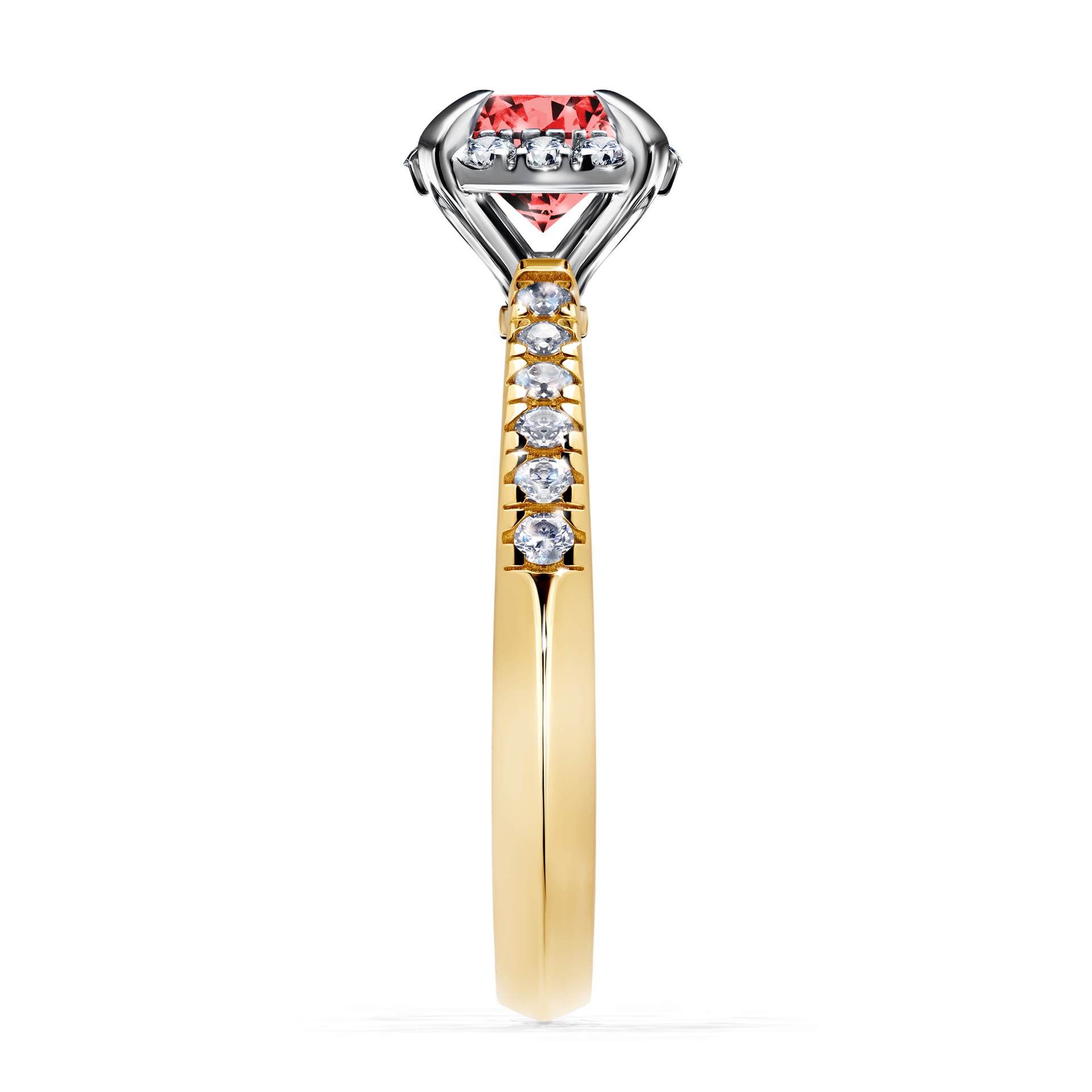 Pierścionek zaręczynowy My Princess z żółtego złota z czerwonym diamentem 1,18CT
