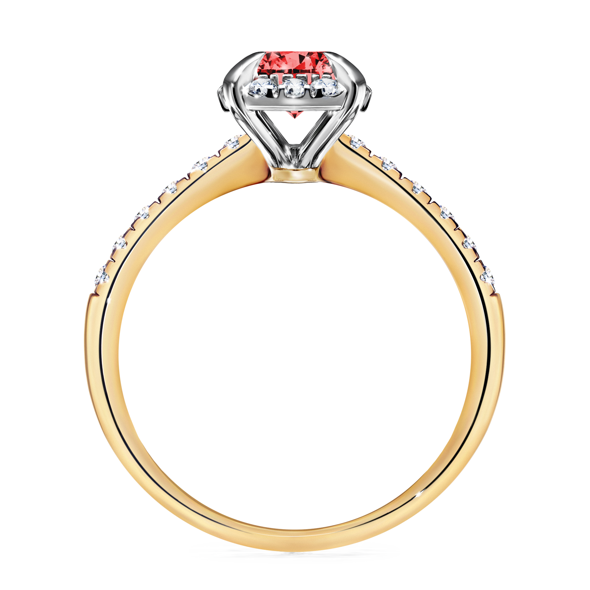 Pierścionek zaręczynowy My Princess z żółtego złota z czerwonym diamentem 1,18CT