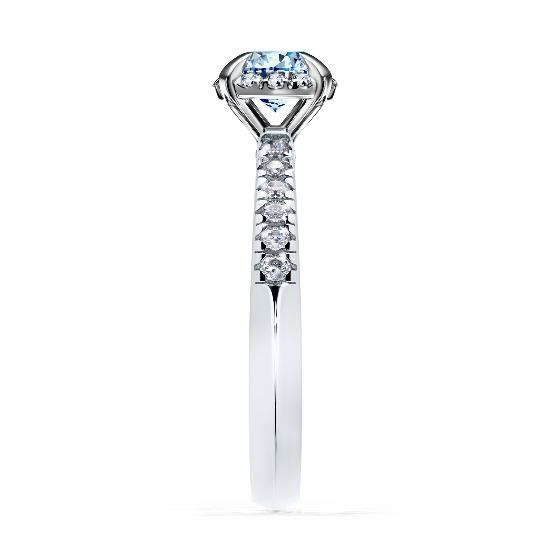 Pierścionek zaręczynowy My Princess z białego złota z niebieskim diamentem 0,76CT