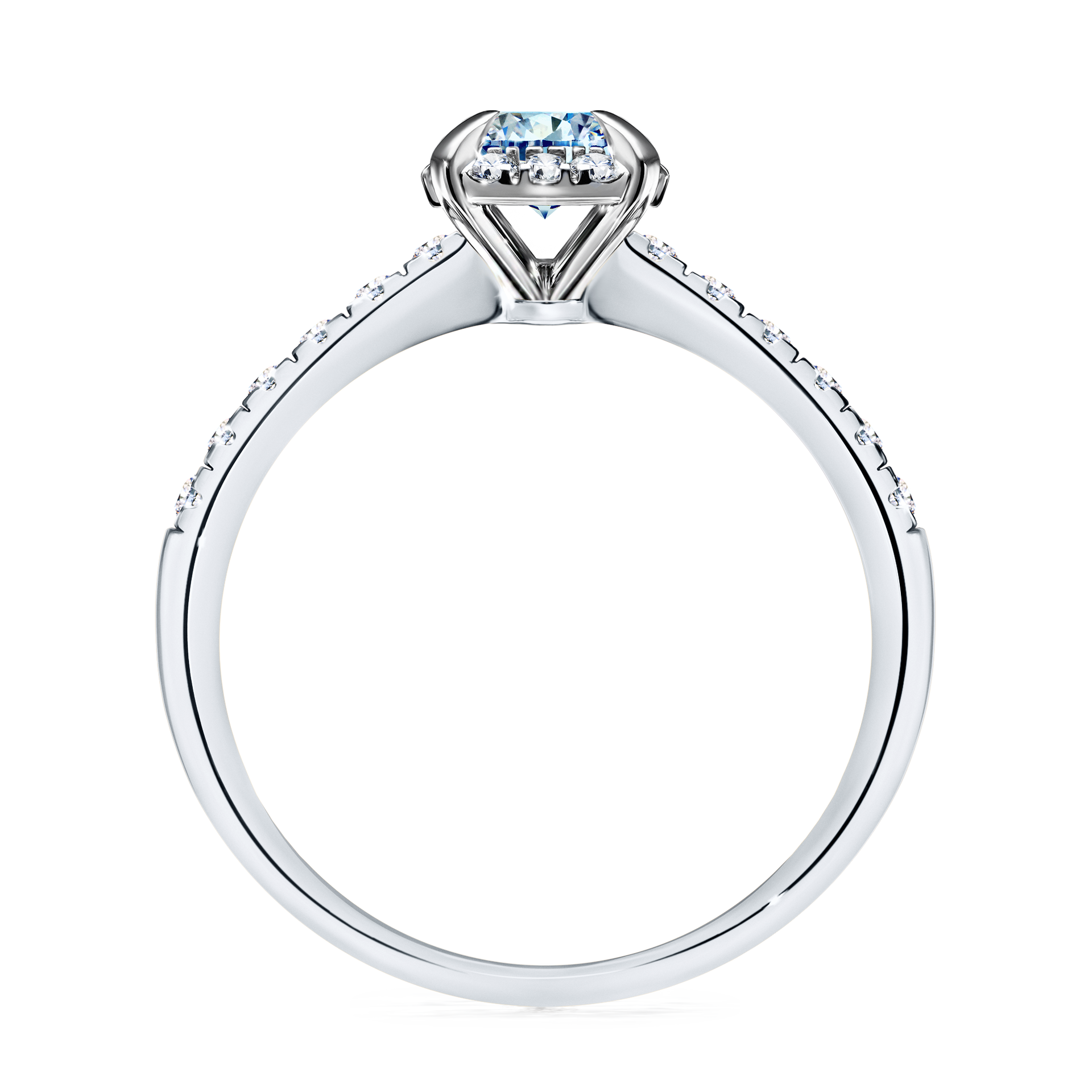 Pierścionek zaręczynowy My Princess z białego złota z niebieskim diamentem 0,76CT