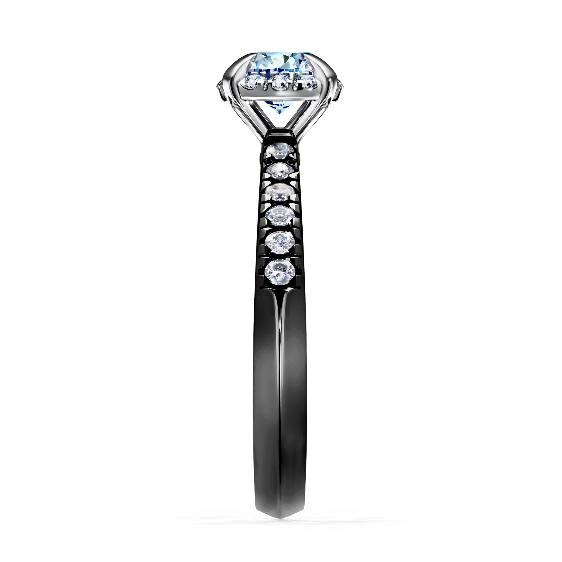 Pierścionek zaręczynowy My Princess z czarnego złota z niebieskim diamentem 0,76CT