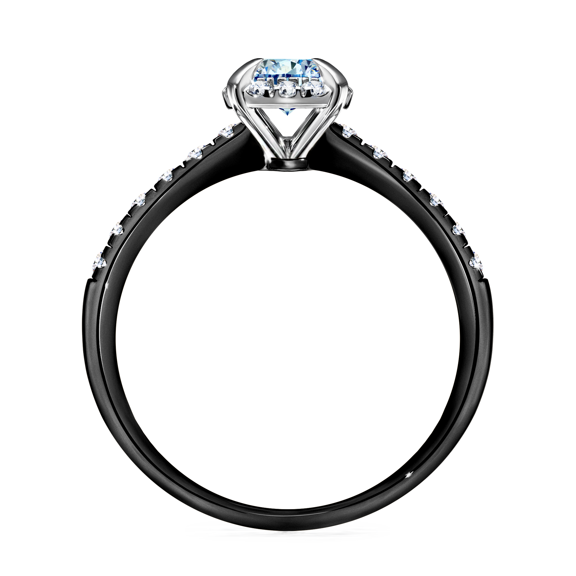 Pierścionek zaręczynowy My Princess z czarnego złota z niebieskim diamentem 0,76CT