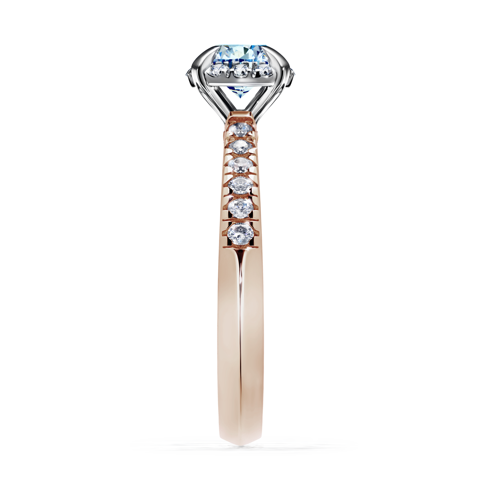 Pierścionek zaręczynowy My Princess z różowego złota z niebieskim diamentem 0,76CT