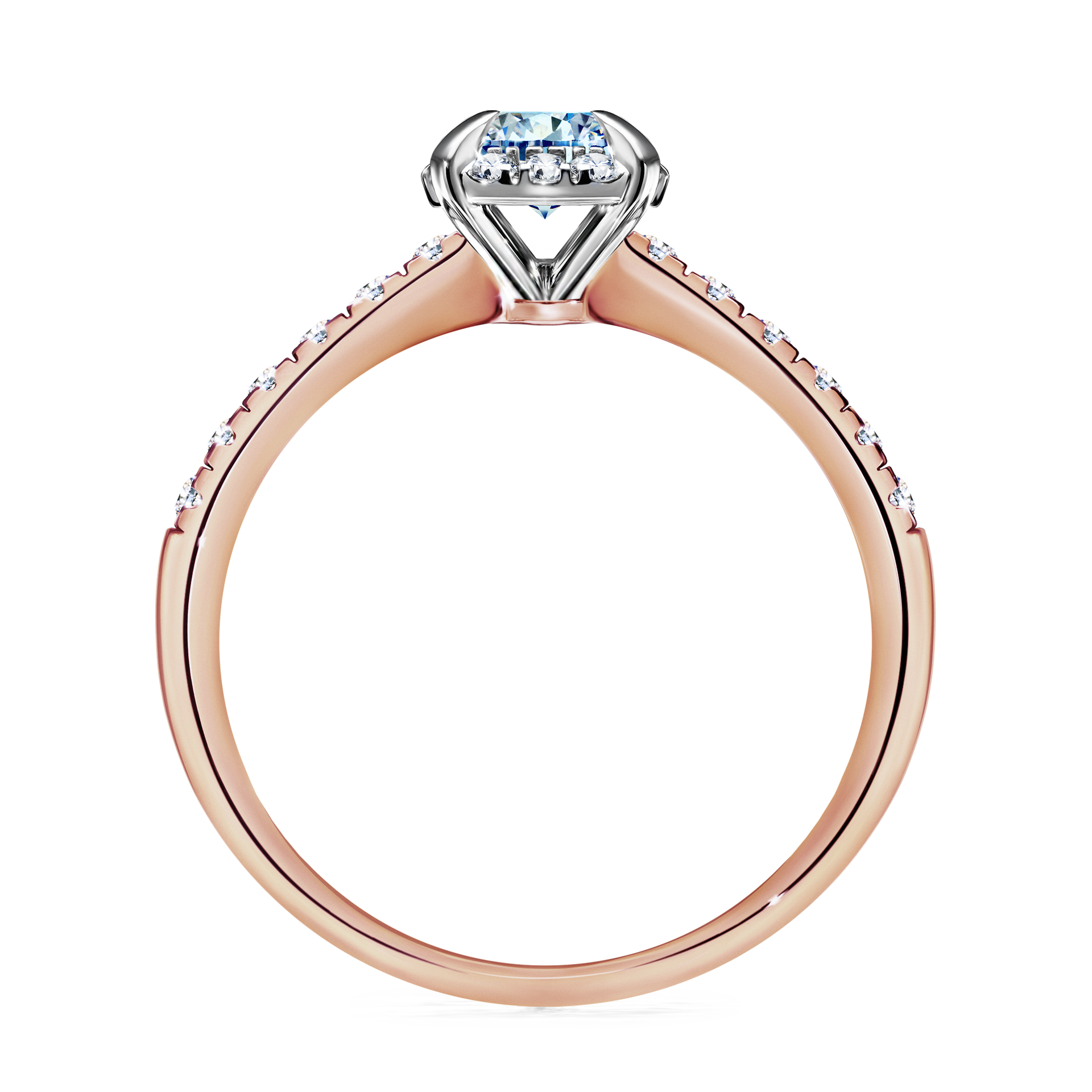 Pierścionek zaręczynowy My Princess z różowego złota z niebieskim diamentem 0,76CT