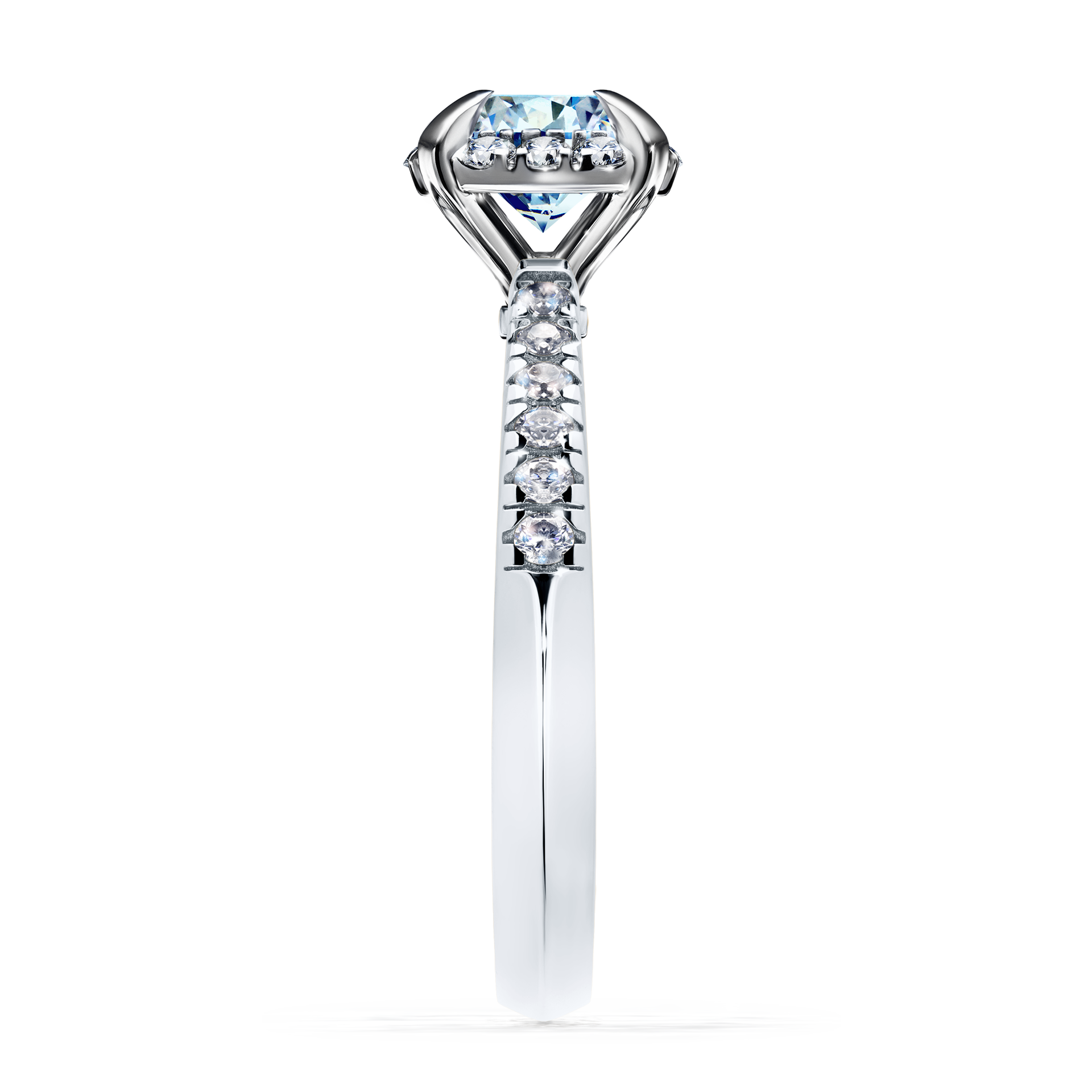 Pierścionek zaręczynowy My Princess z białego złota z niebieskim diamentem 1,18CT