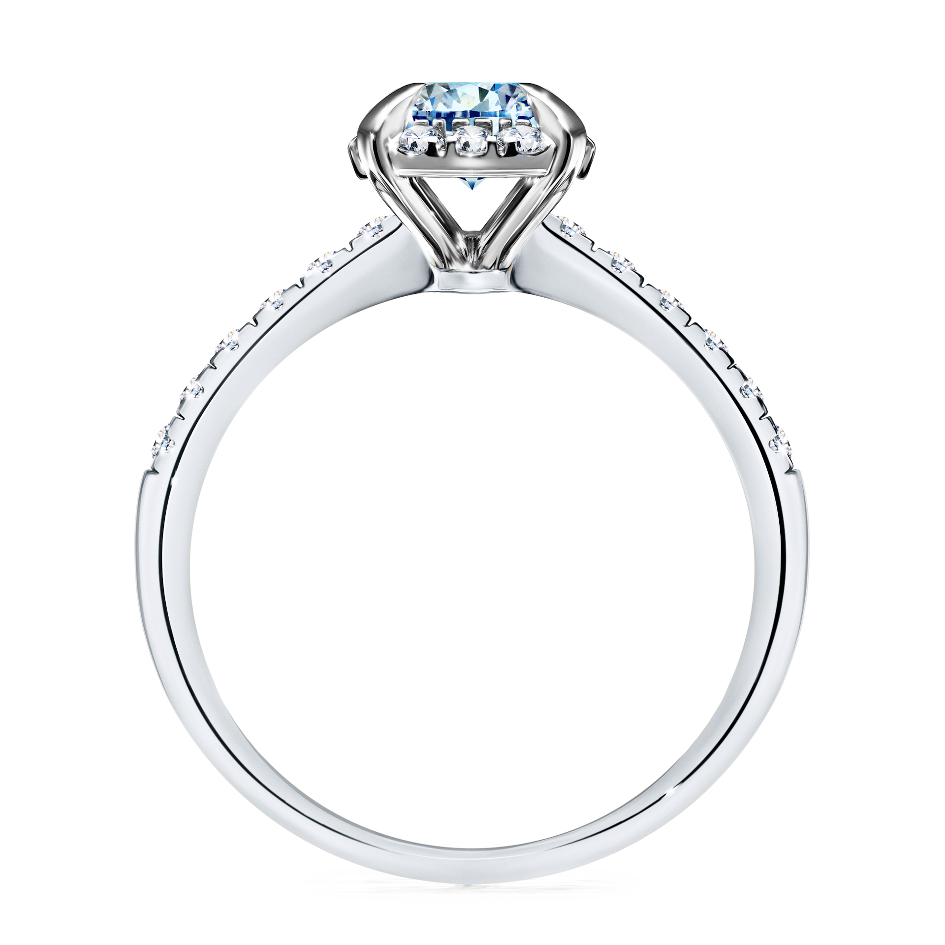 Pierścionek zaręczynowy My Princess z białego złota z niebieskim diamentem 1,18CT