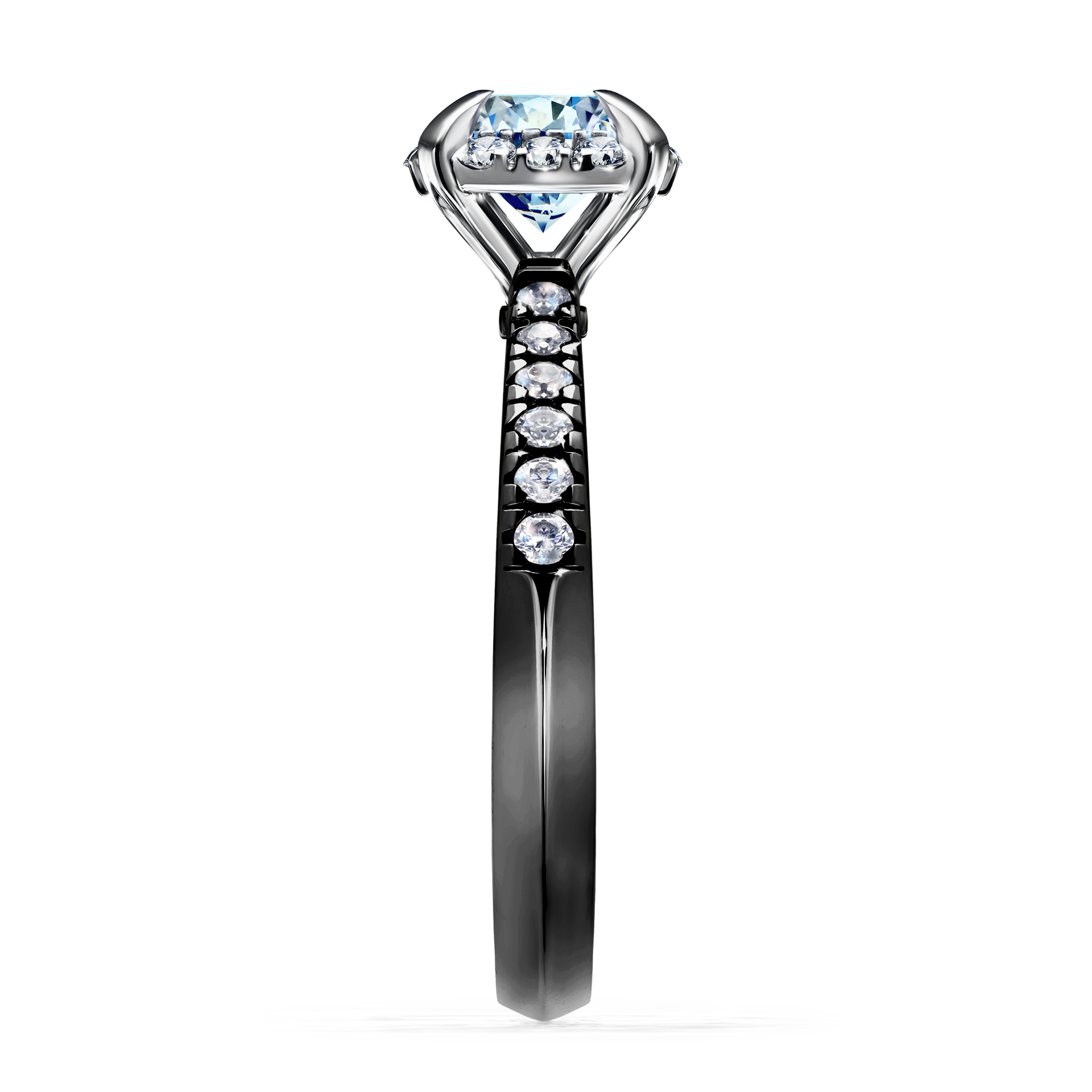 Pierścionek zaręczynowy My Princess z czarnego złota z niebieskim diamentem 1,18CT