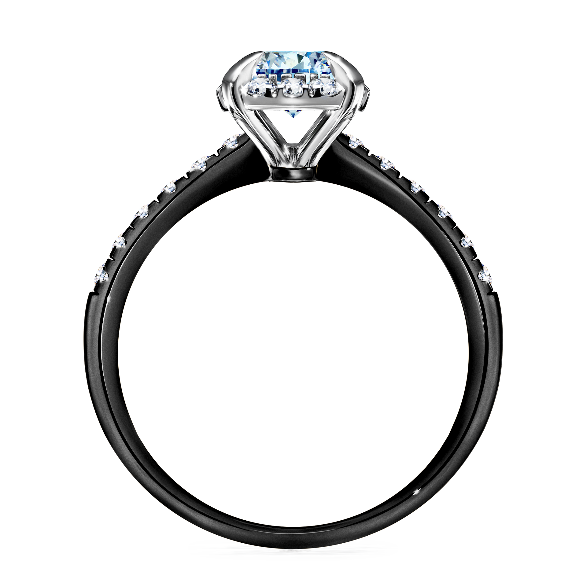 Pierścionek zaręczynowy My Princess z czarnego złota z niebieskim diamentem 1,18CT