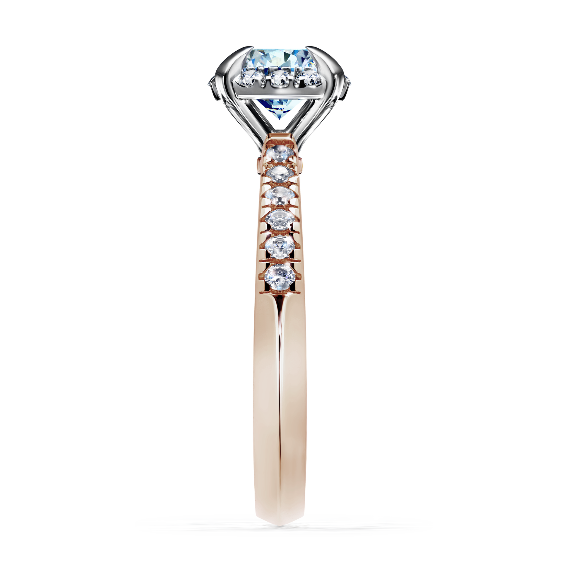 Pierścionek zaręczynowy My Princess z różowego złota z niebieskim diamentem 1,18CT