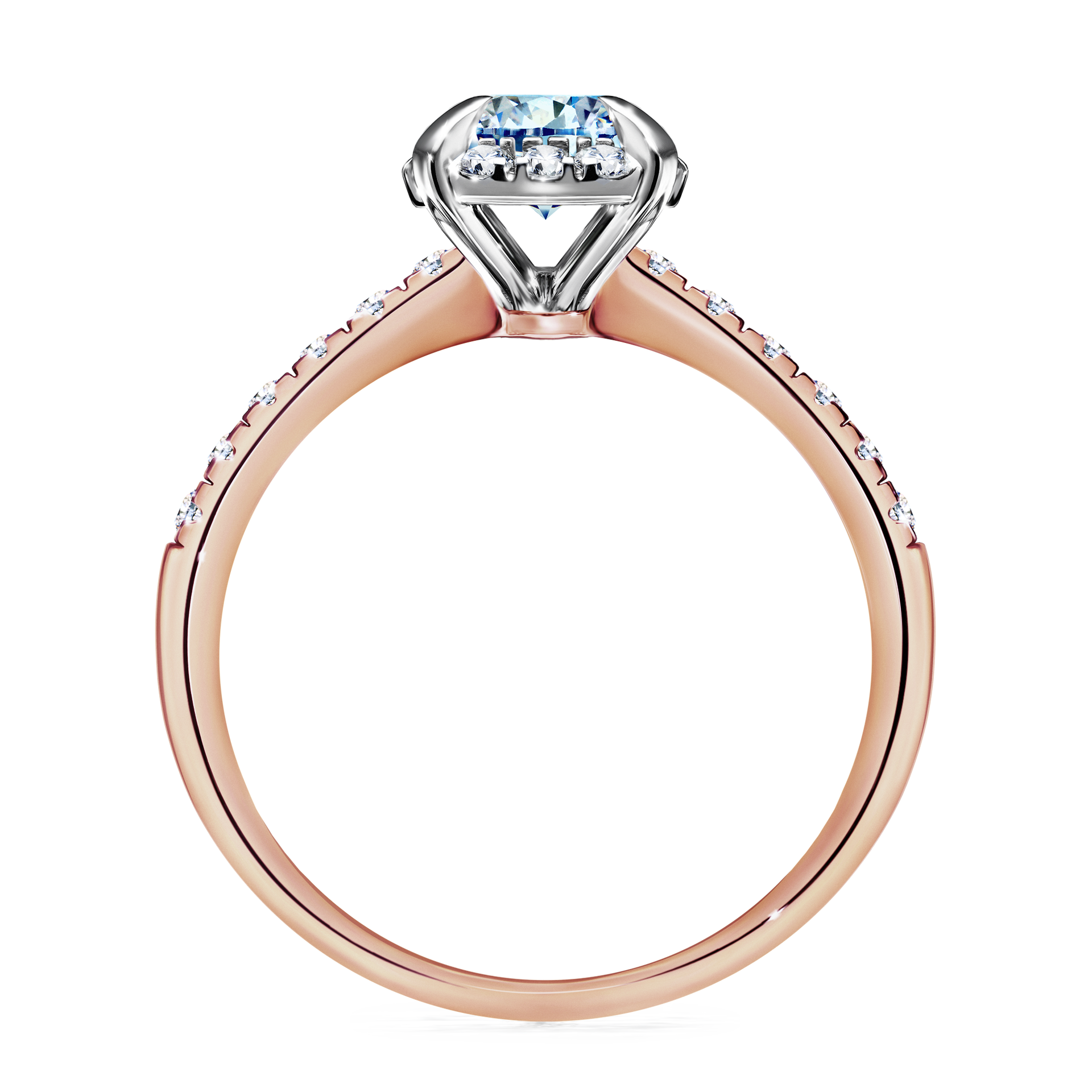 Pierścionek zaręczynowy My Princess z różowego złota z niebieskim diamentem 1,18CT