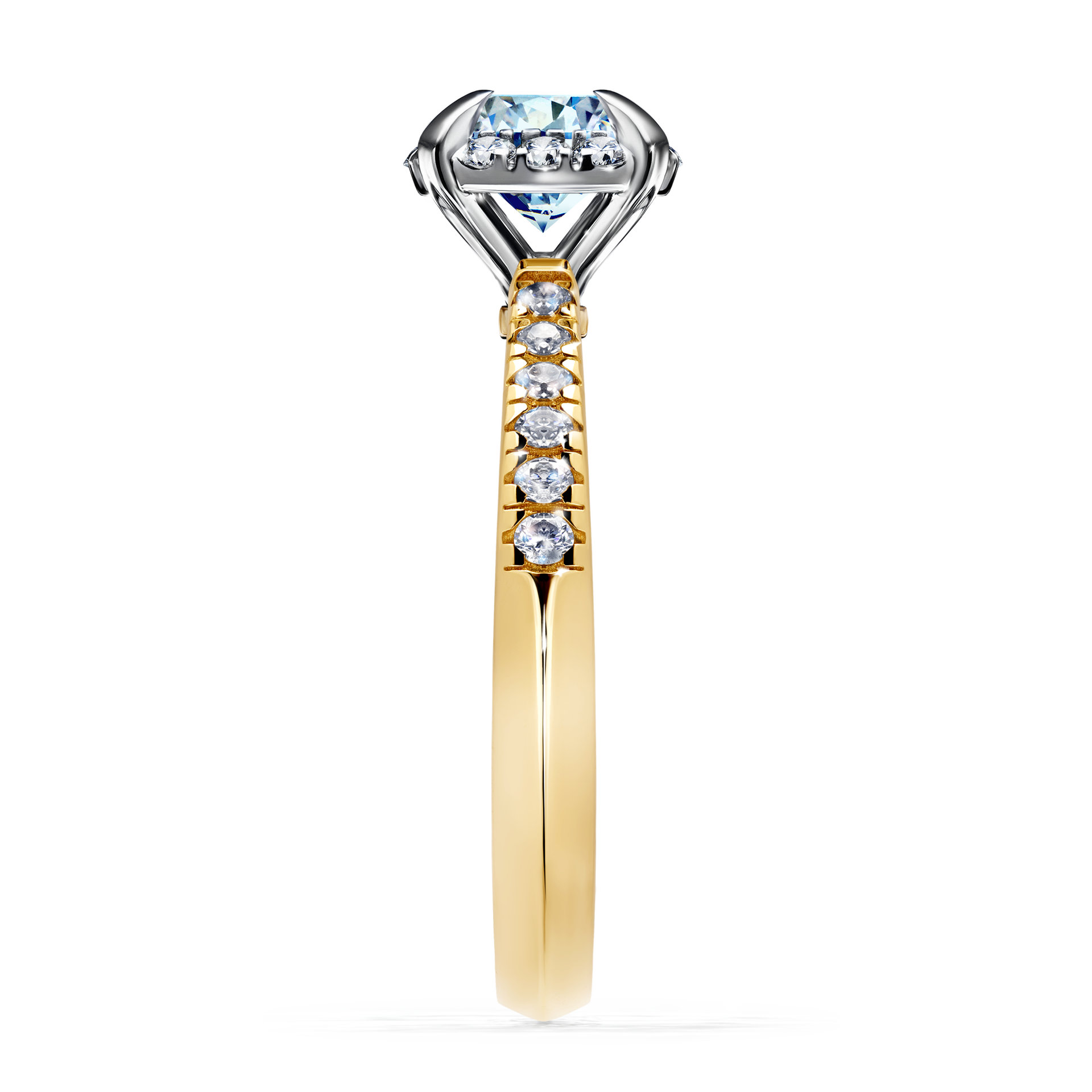 Pierścionek zaręczynowy My Princess z żółtego złota z niebieskim diamentem 1,18CT