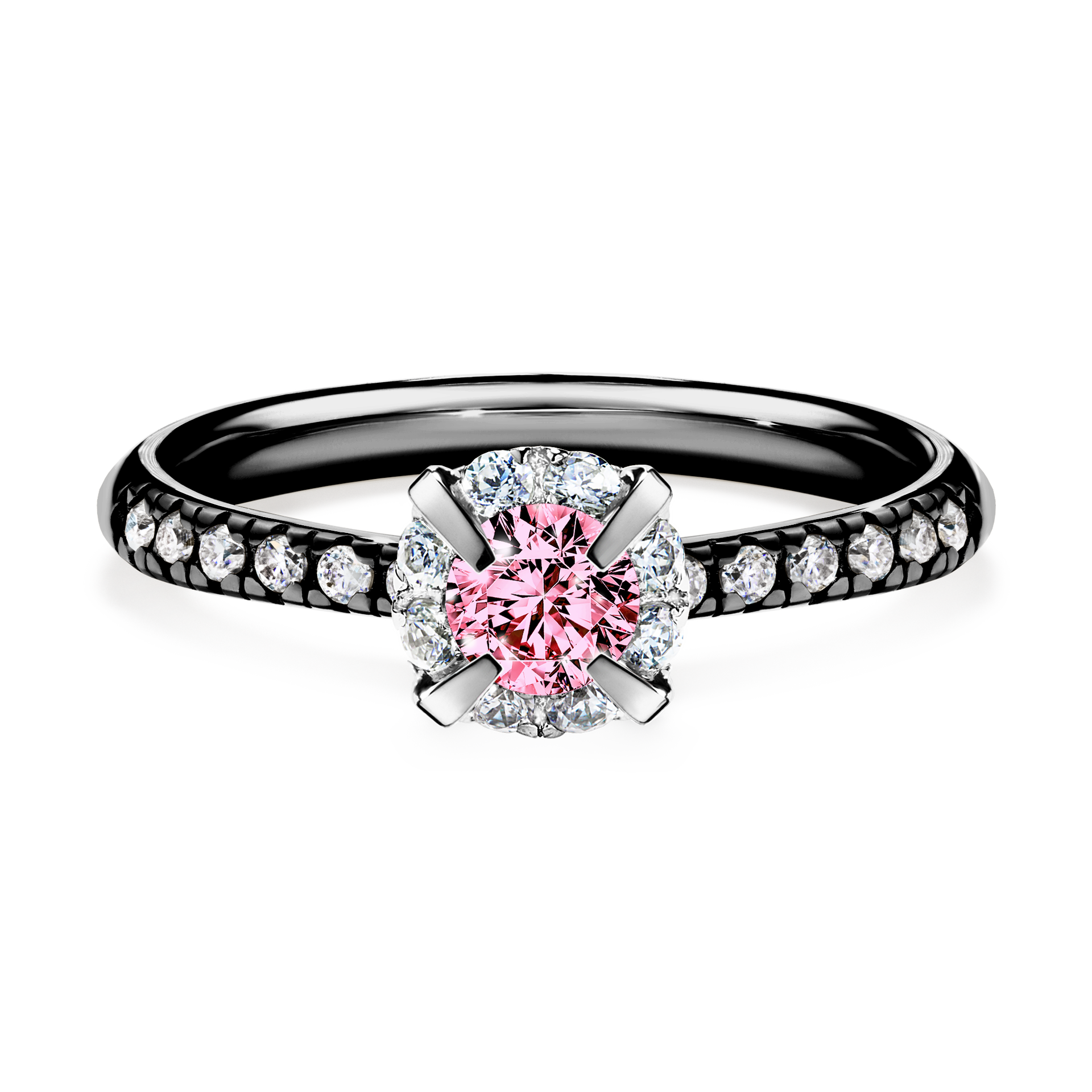 Pierścionek zaręczynowy My Princess z czarnego złota z różowym diamentem 0,47CT