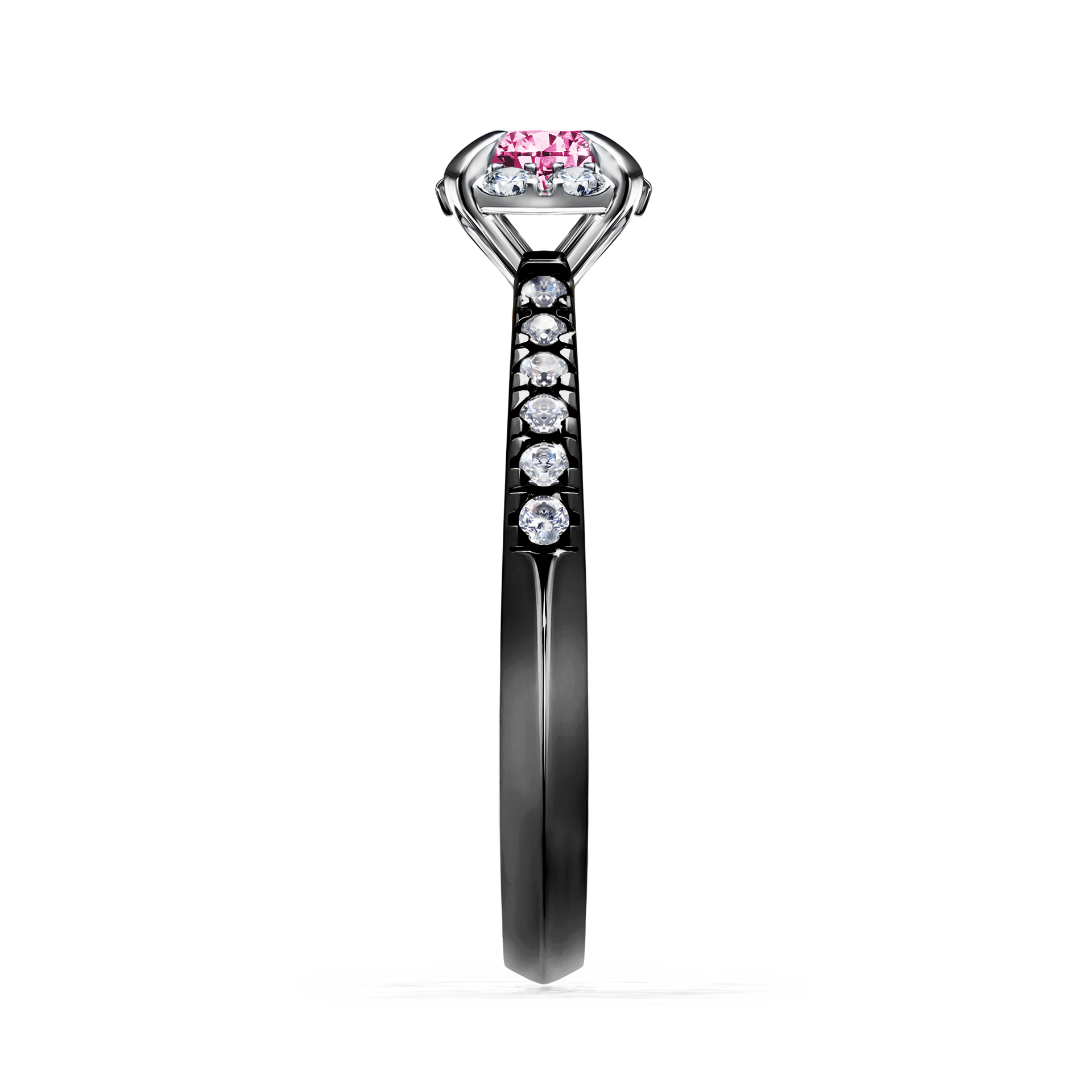 Pierścionek zaręczynowy My Princess z czarnego złota z różowym diamentem 0,47CT