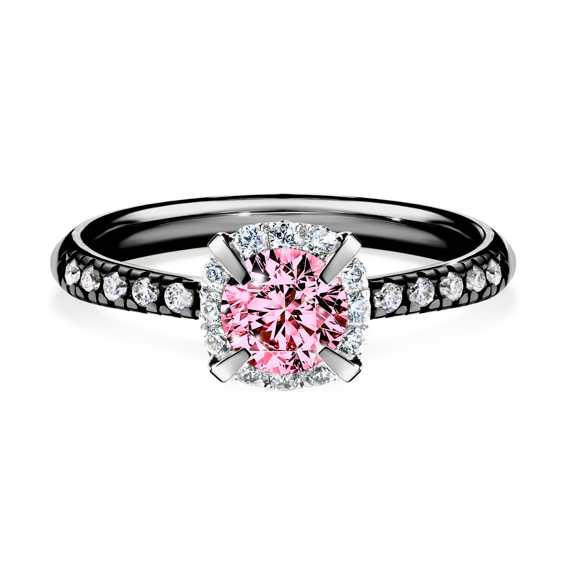 Pierścionek zaręczynowy My Princess z czarnego złota z różowym diamentem 0,76CT