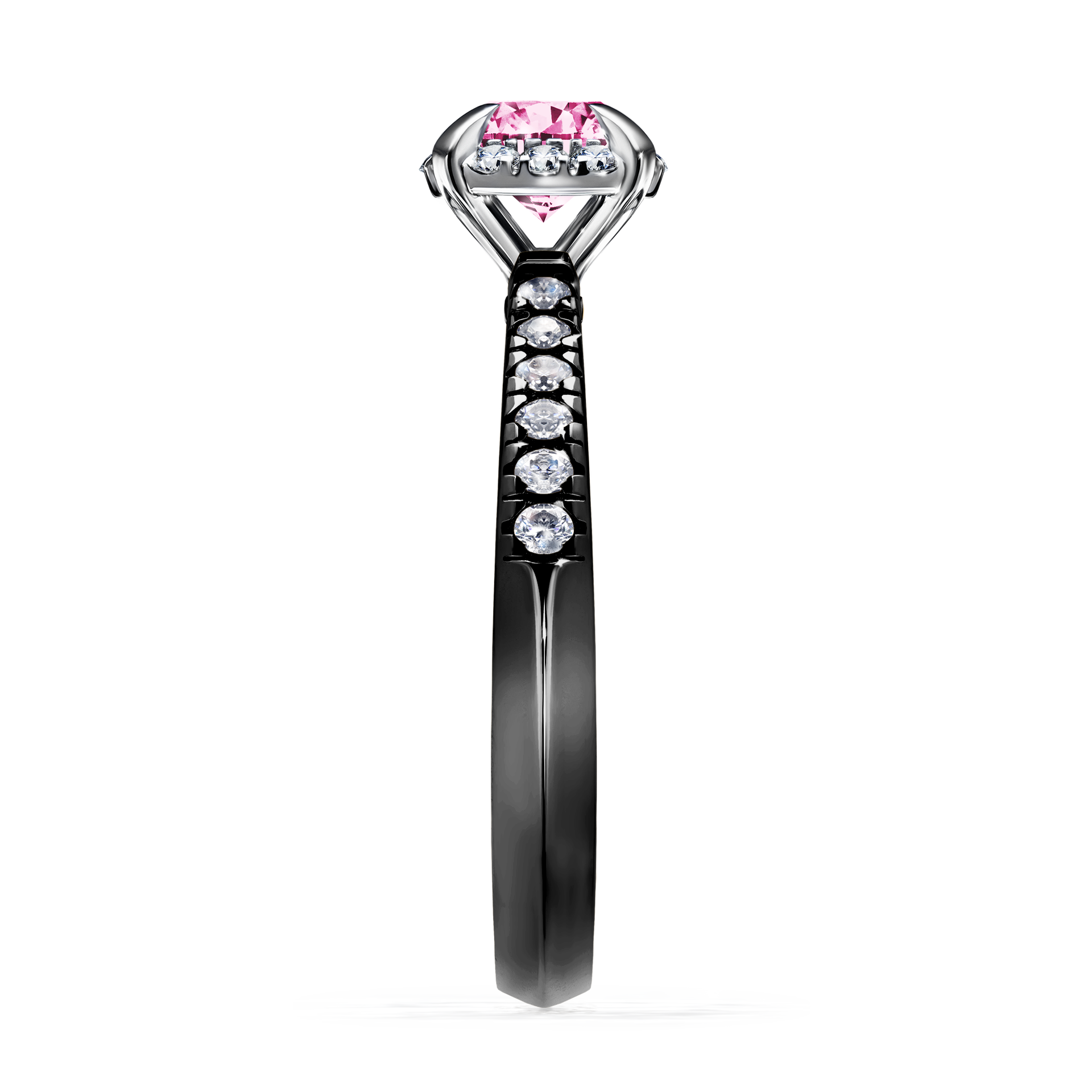 Pierścionek zaręczynowy My Princess z czarnego złota z różowym diamentem 0,76CT