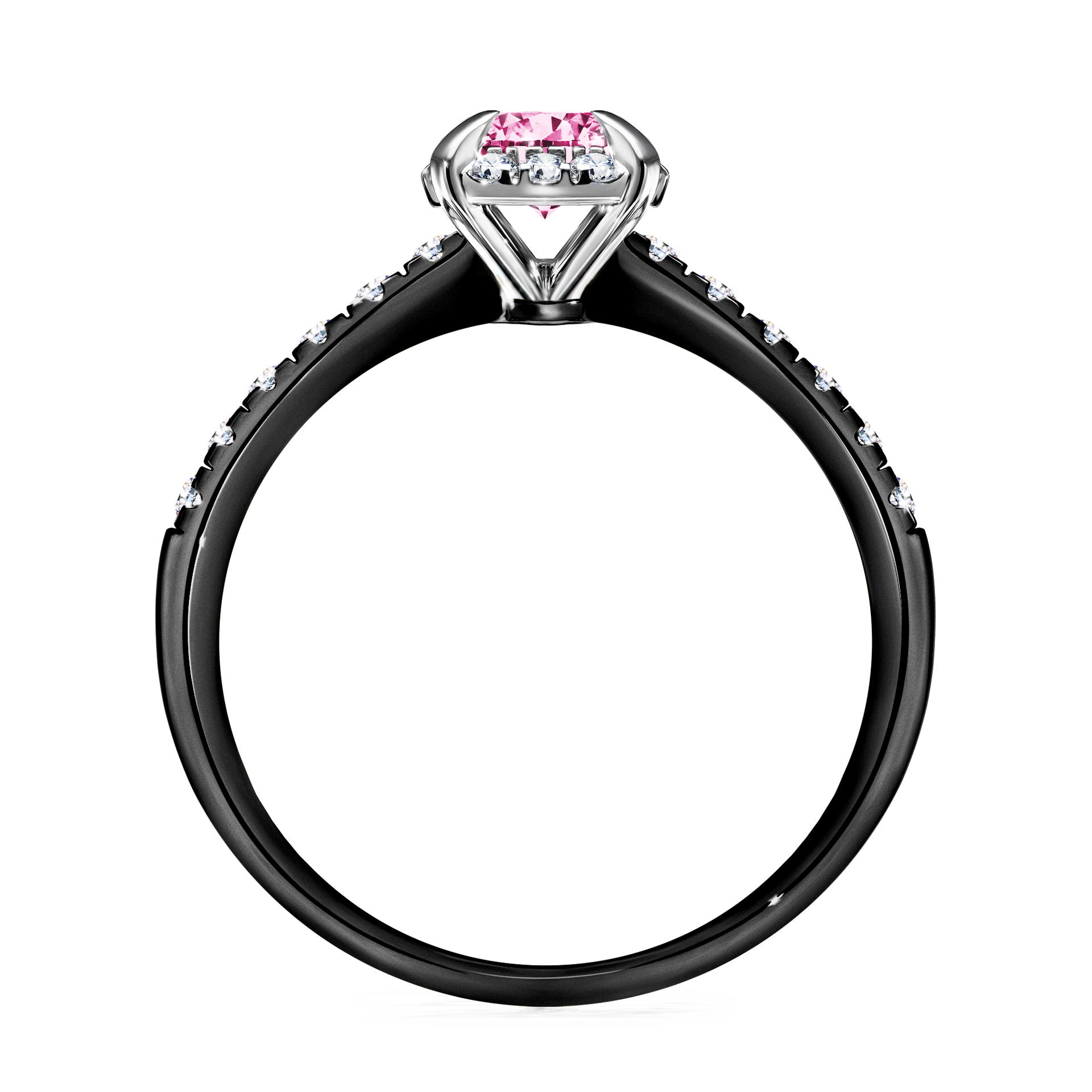 Pierścionek zaręczynowy My Princess z czarnego złota z różowym diamentem 0,76CT
