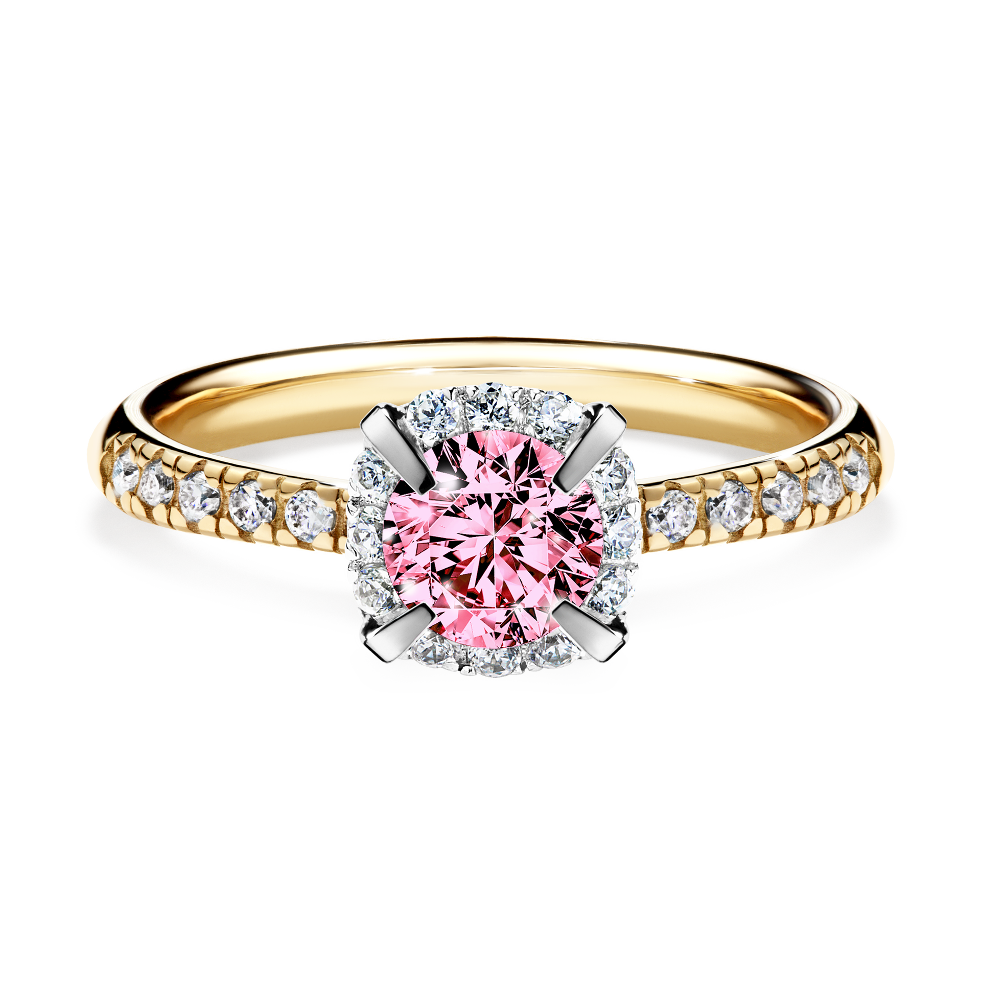 Pierścionek zaręczynowy My Princess z żółtego złota z różowym diamentem 0,76CT