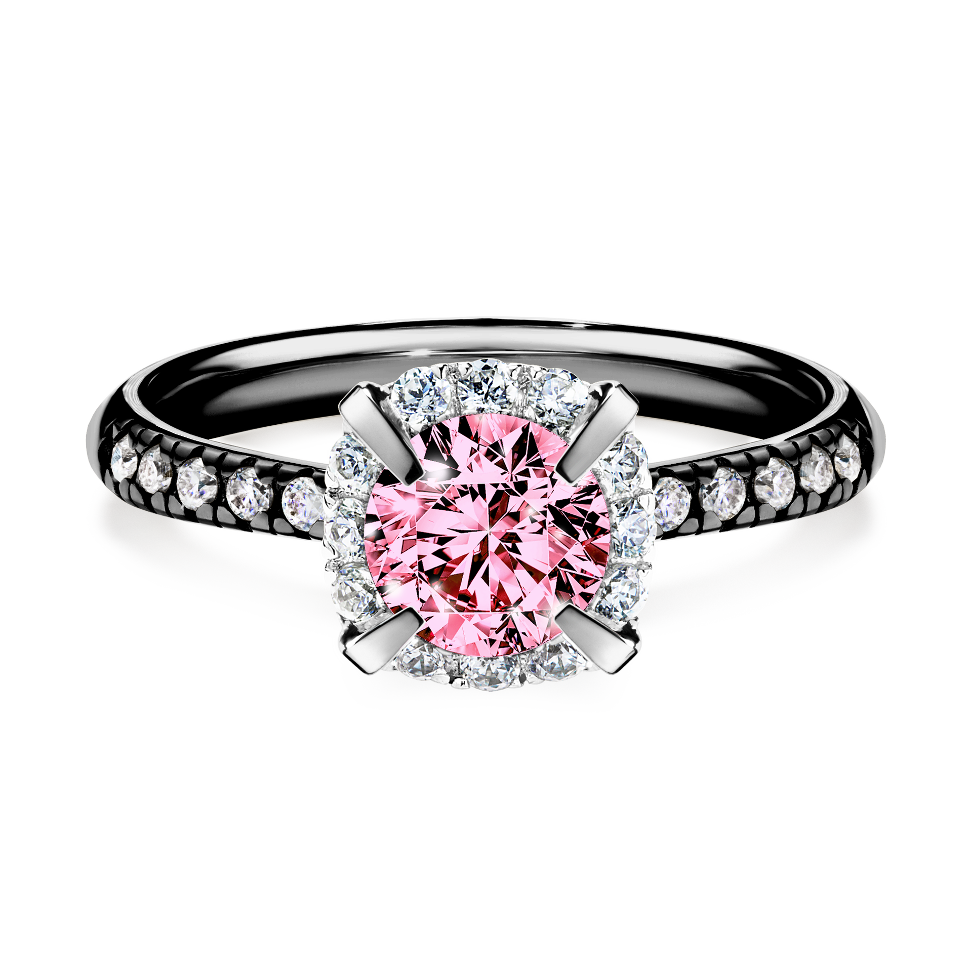 Pierścionek zaręczynowy My Princess z czarnego złota z różowym diamentem 1,18CT