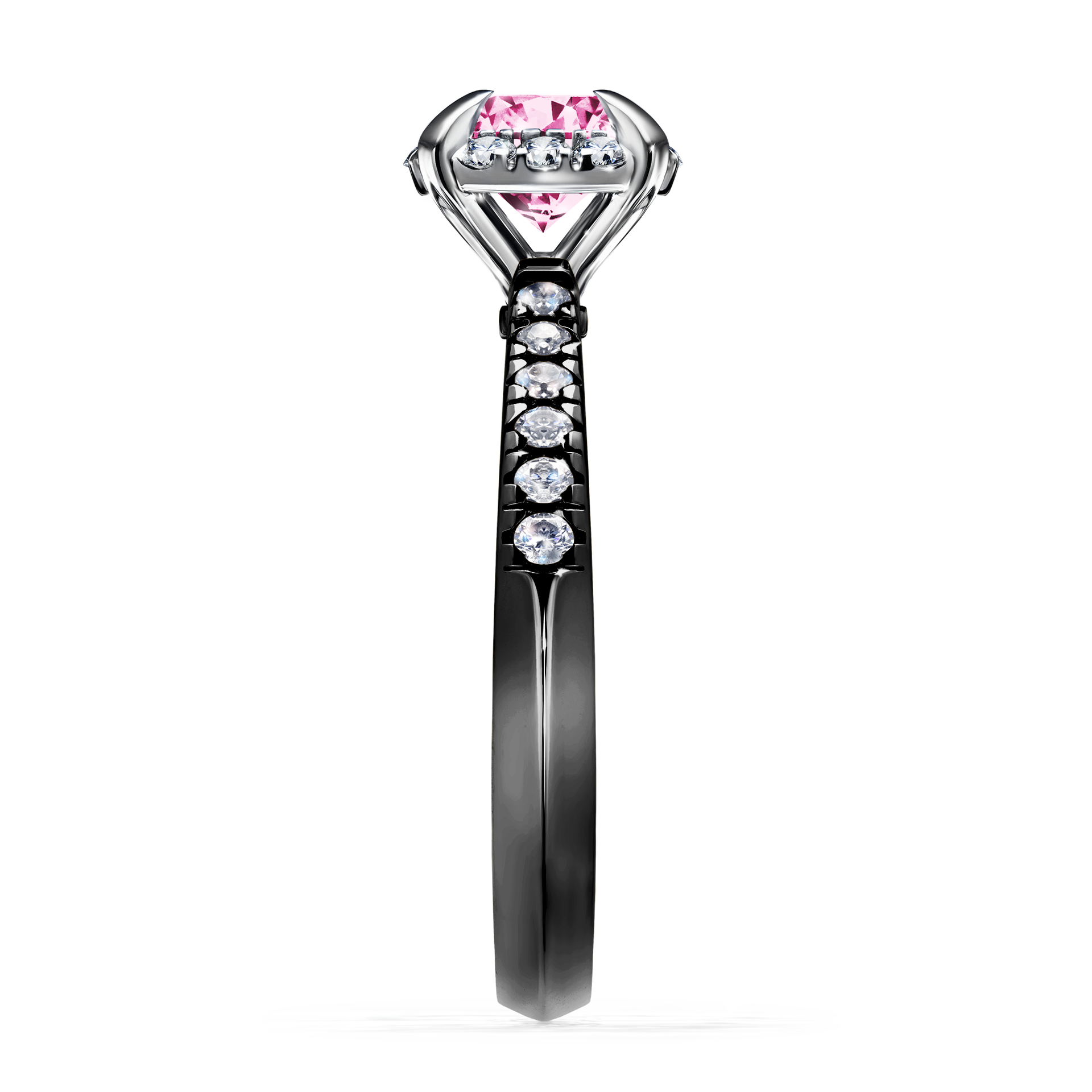 Pierścionek zaręczynowy My Princess z czarnego złota z różowym diamentem 1,18CT