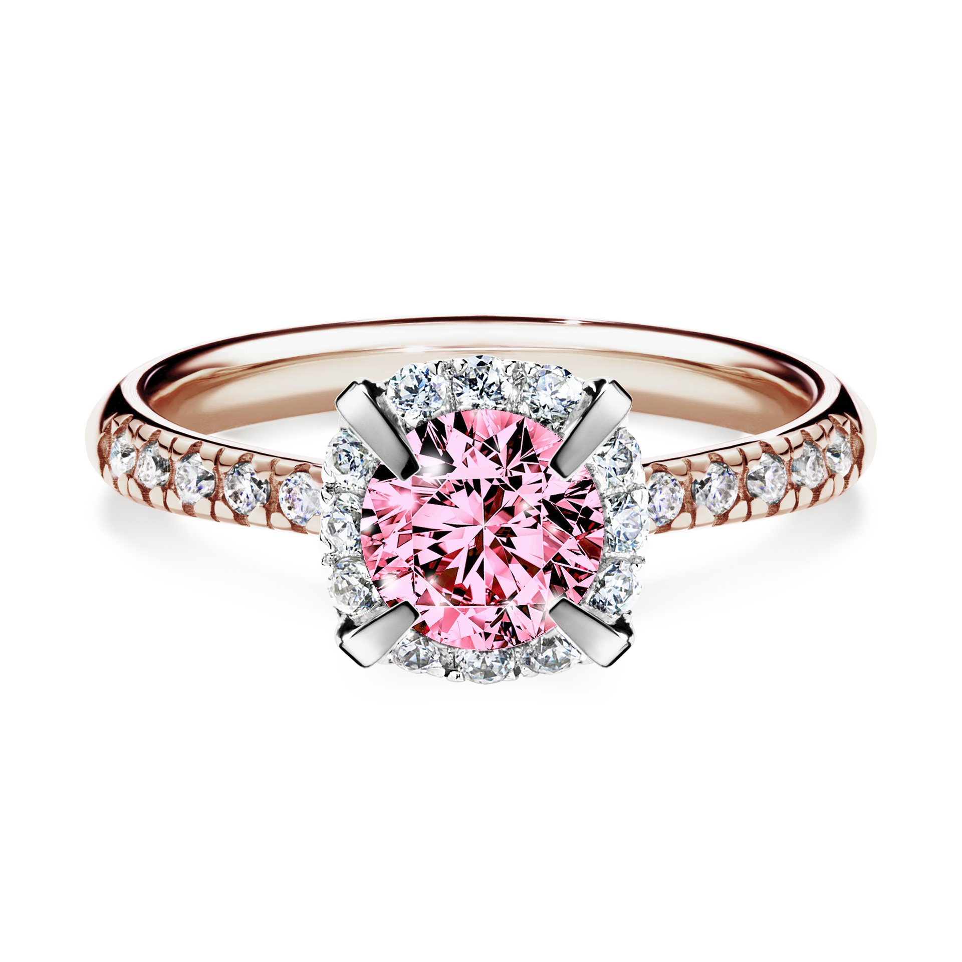 Pierścionek zaręczynowy My Princess z różowego złota z różowym diamentem 1,18CT