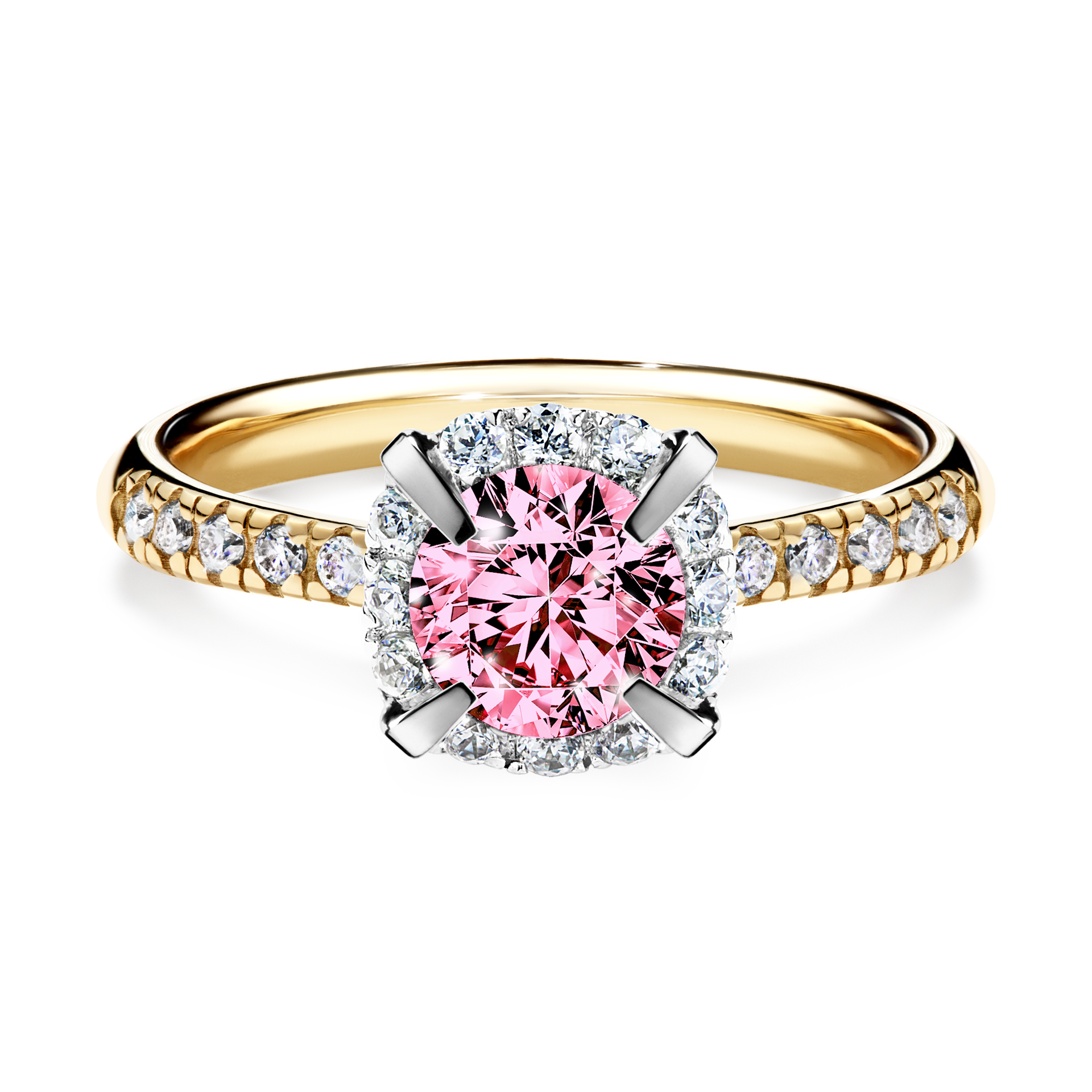 Pierścionek zaręczynowy My Princess z żółtego złota z różowym diamentem 1,18CT