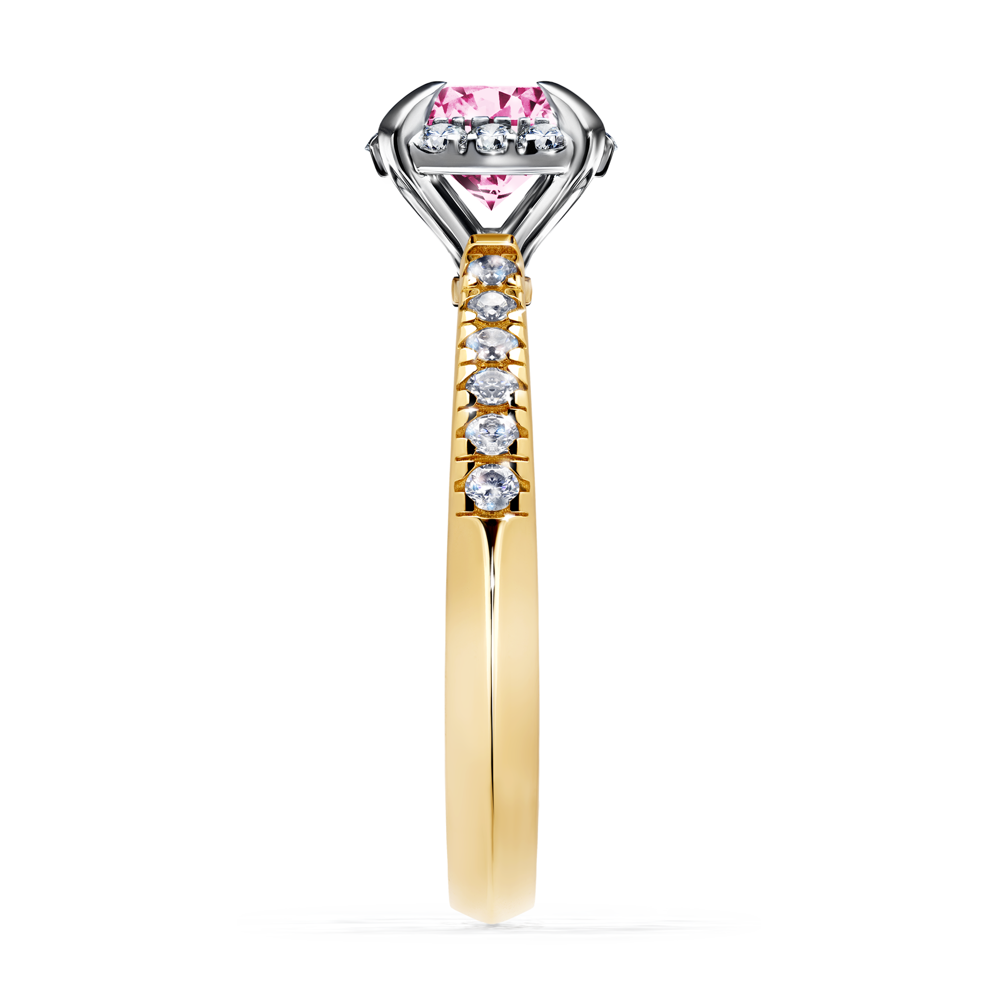 Pierścionek zaręczynowy My Princess z żółtego złota z różowym diamentem 1,18CT