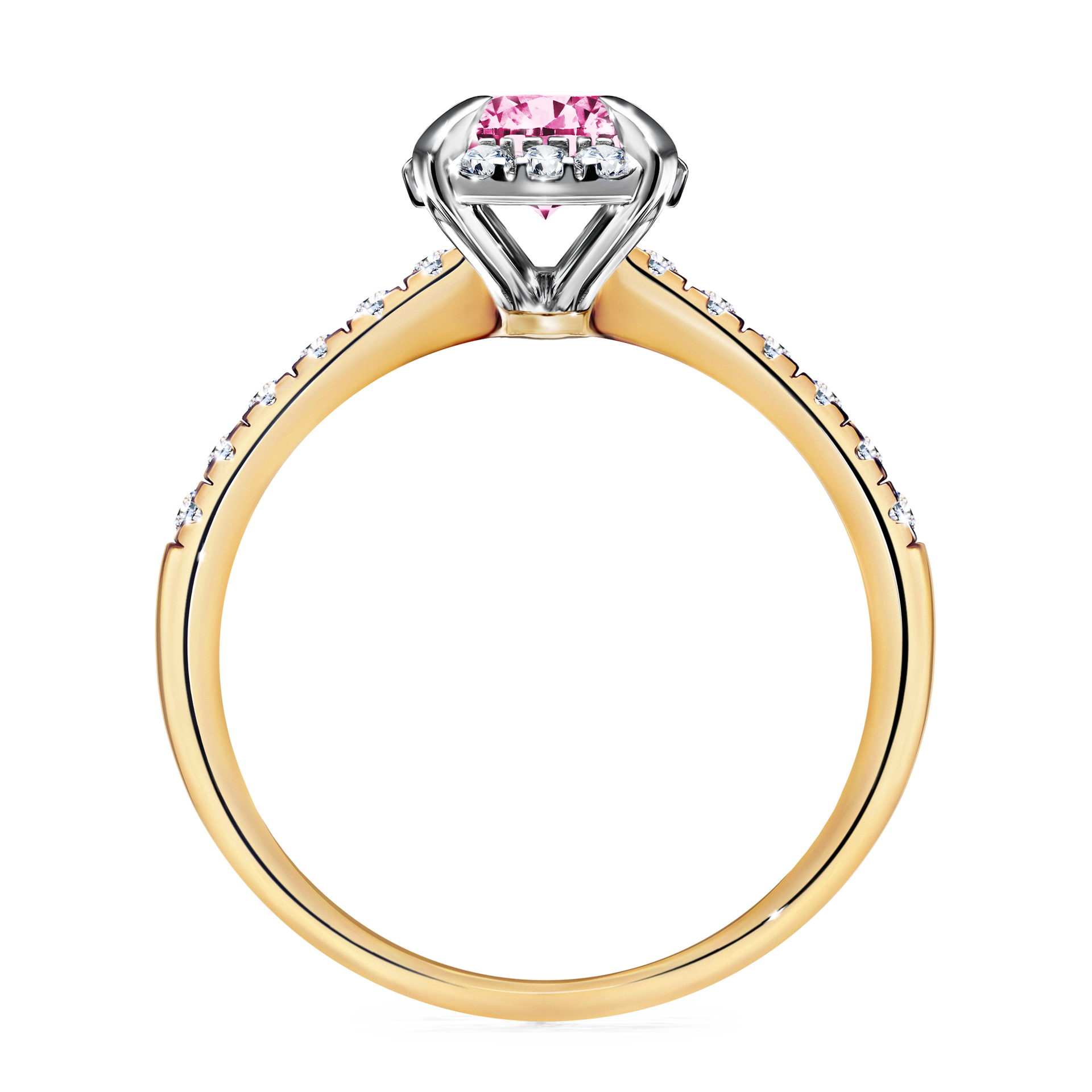 Pierścionek zaręczynowy My Princess z żółtego złota z różowym diamentem 1,18CT