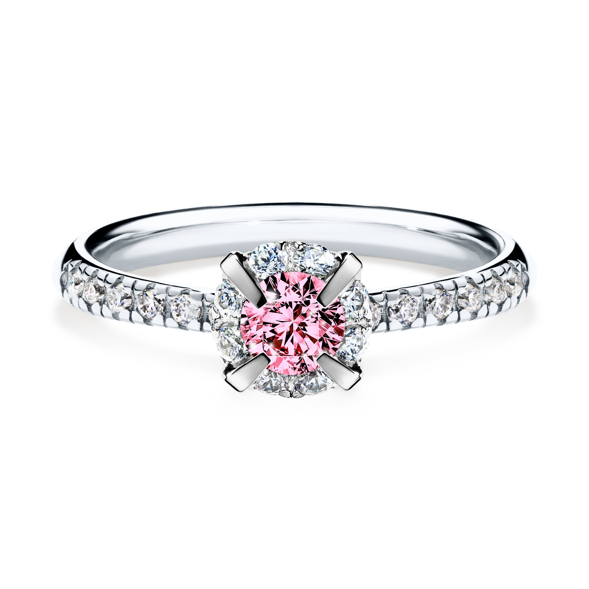 Pierścionek zaręczynowy My Princess z białego złota z różowym diamentem 0,47CT