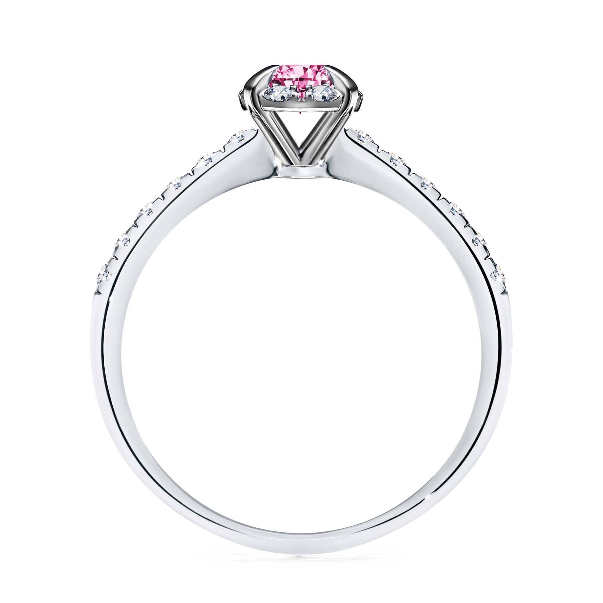 Pierścionek zaręczynowy My Princess z białego złota z różowym diamentem 0,47CT