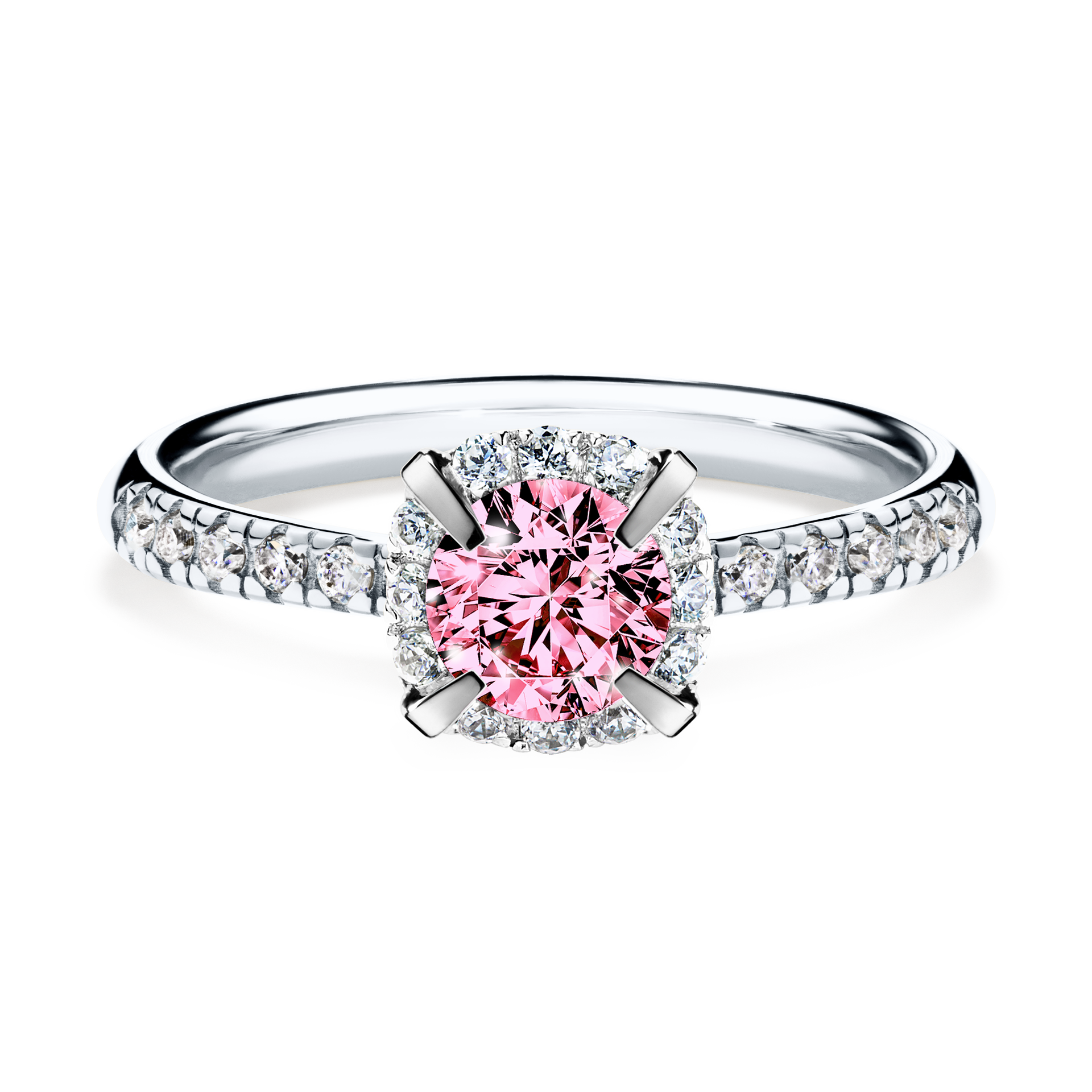 Pierścionek zaręczynowy My Princess z białego złota z różowym diamentem 0,76CT