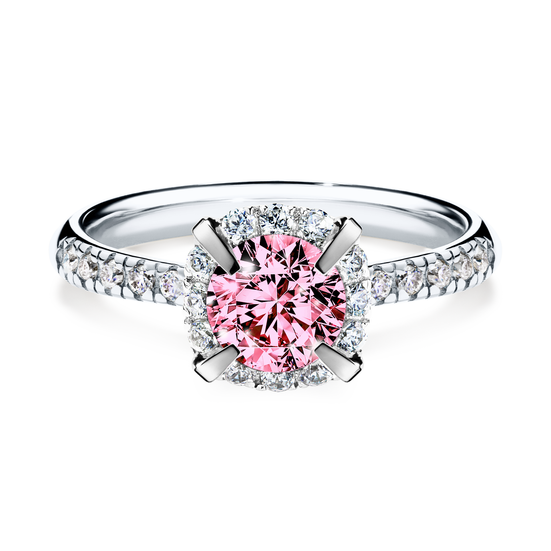 Pierścionek zaręczynowy My Princess z białego złota z różowym diamentem 1,18CT