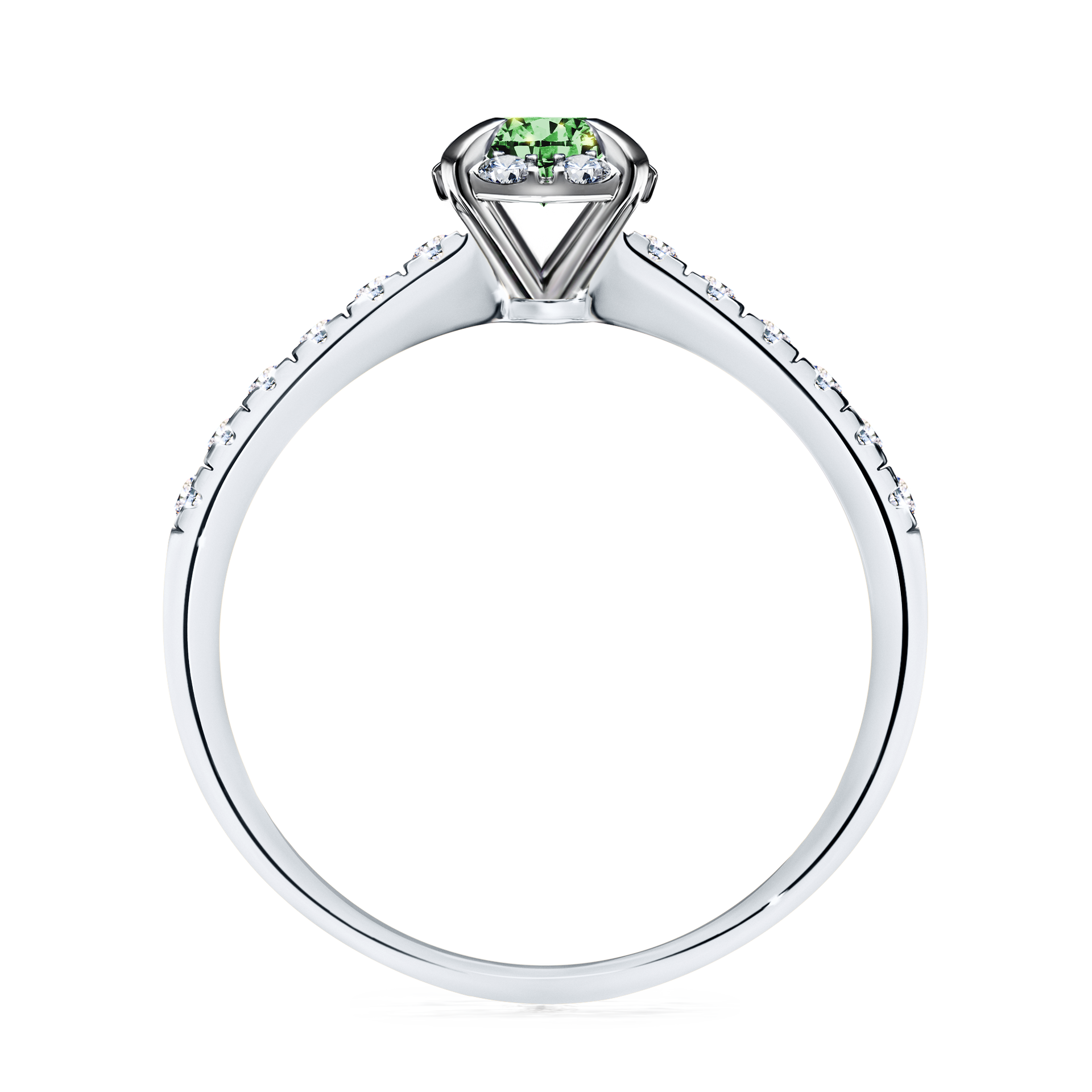 Pierścionek zaręczynowy My Princess z białego złota z ciemnym zielonym diamentem 0,47CT