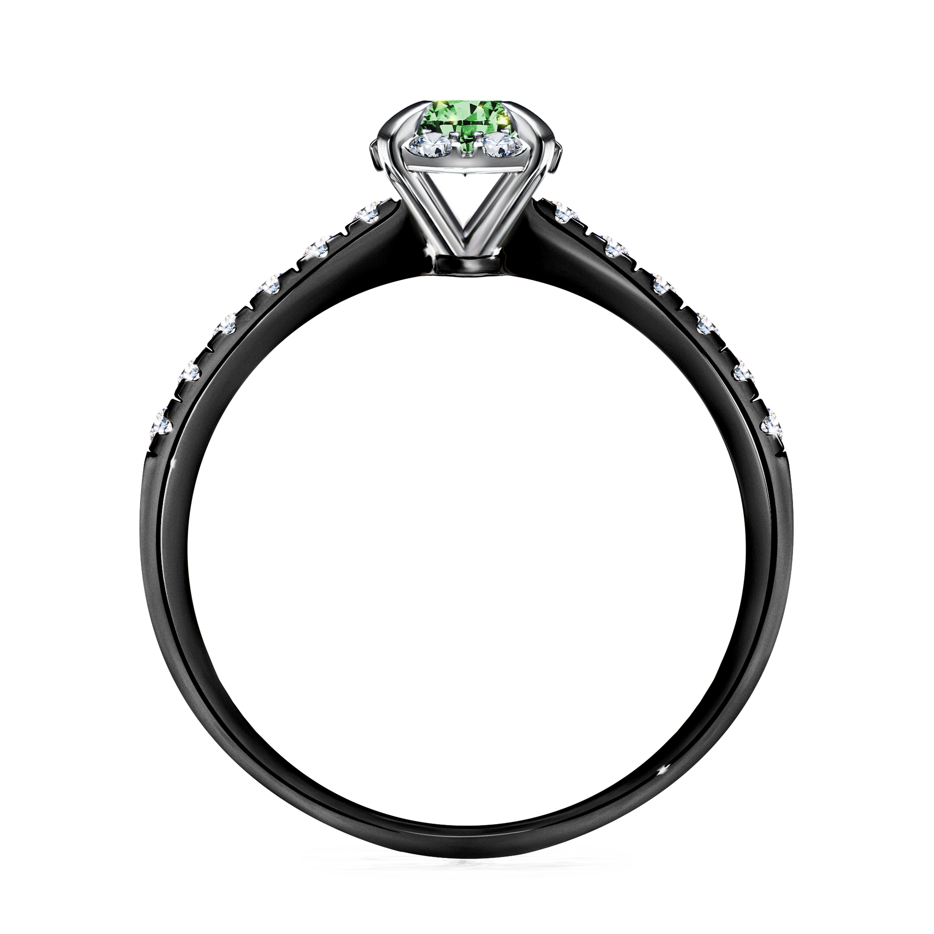 Pierścionek zaręczynowy My Princess z czarnego złota z ciemnym zielonym diamentem 0,47CT