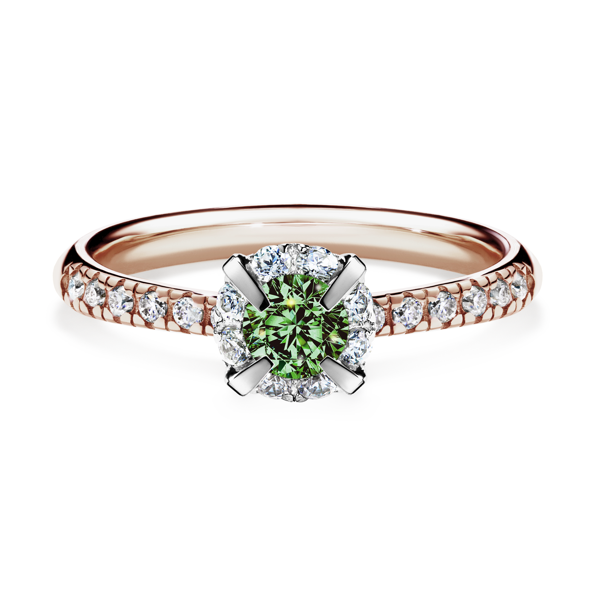 Pierścionek zaręczynowy My Princess z różowego złota z ciemnym zielonym diamentem 0,47CT