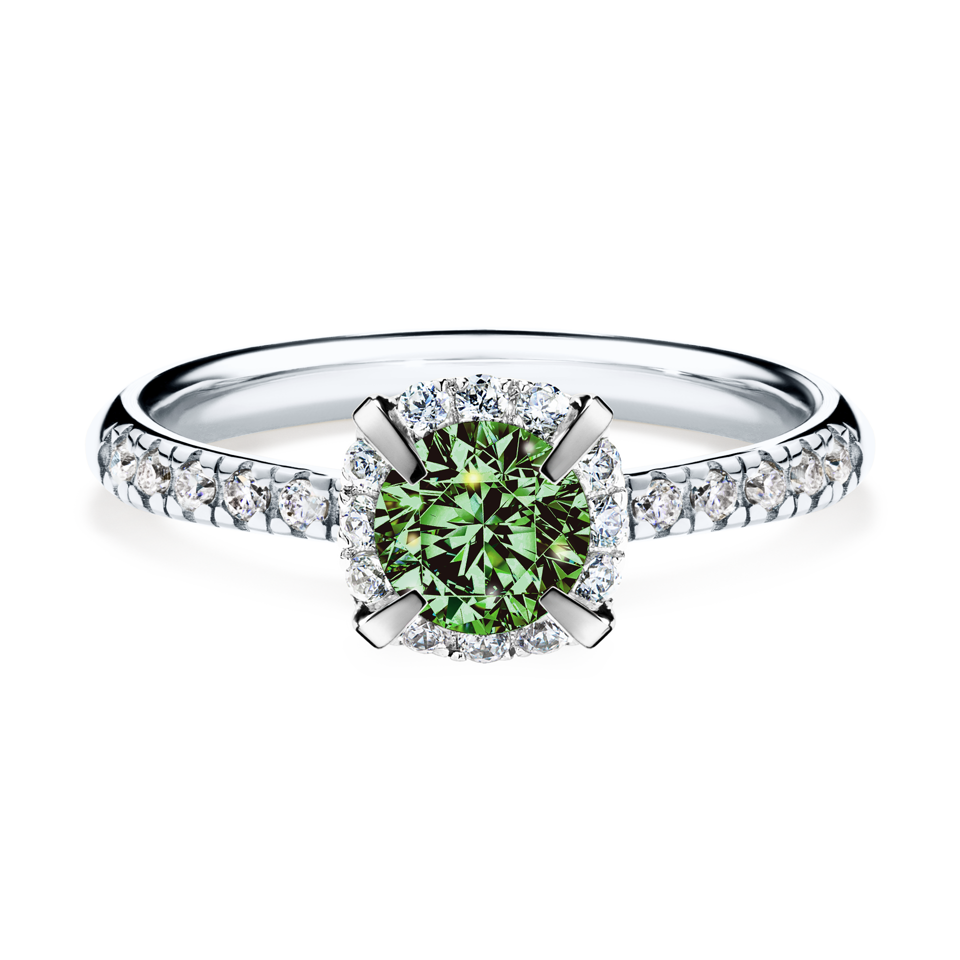Pierścionek zaręczynowy My Princess z białego złota z ciemnym zielonym diamentem 0,76CT
