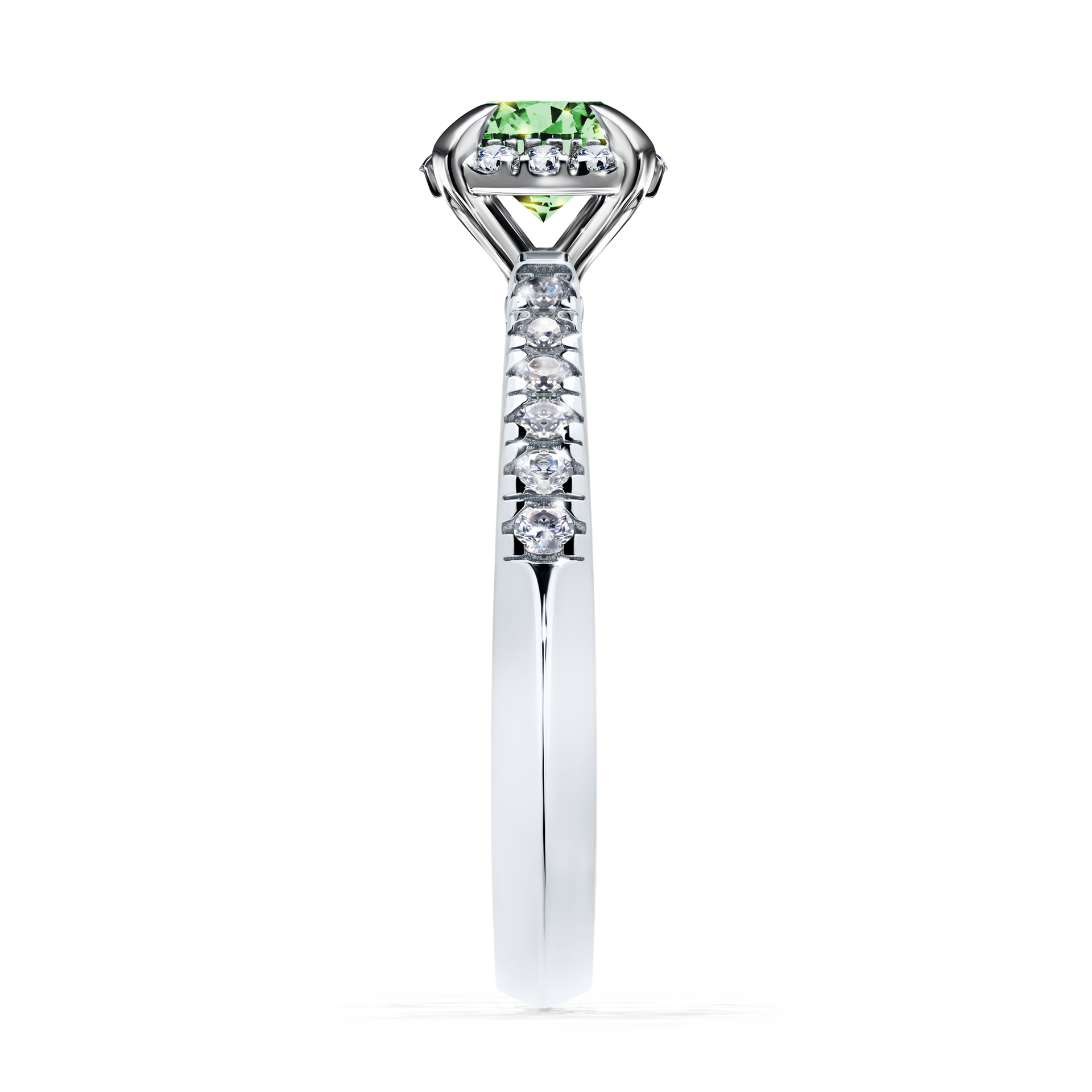 Pierścionek zaręczynowy My Princess z białego złota z ciemnym zielonym diamentem 0,76CT