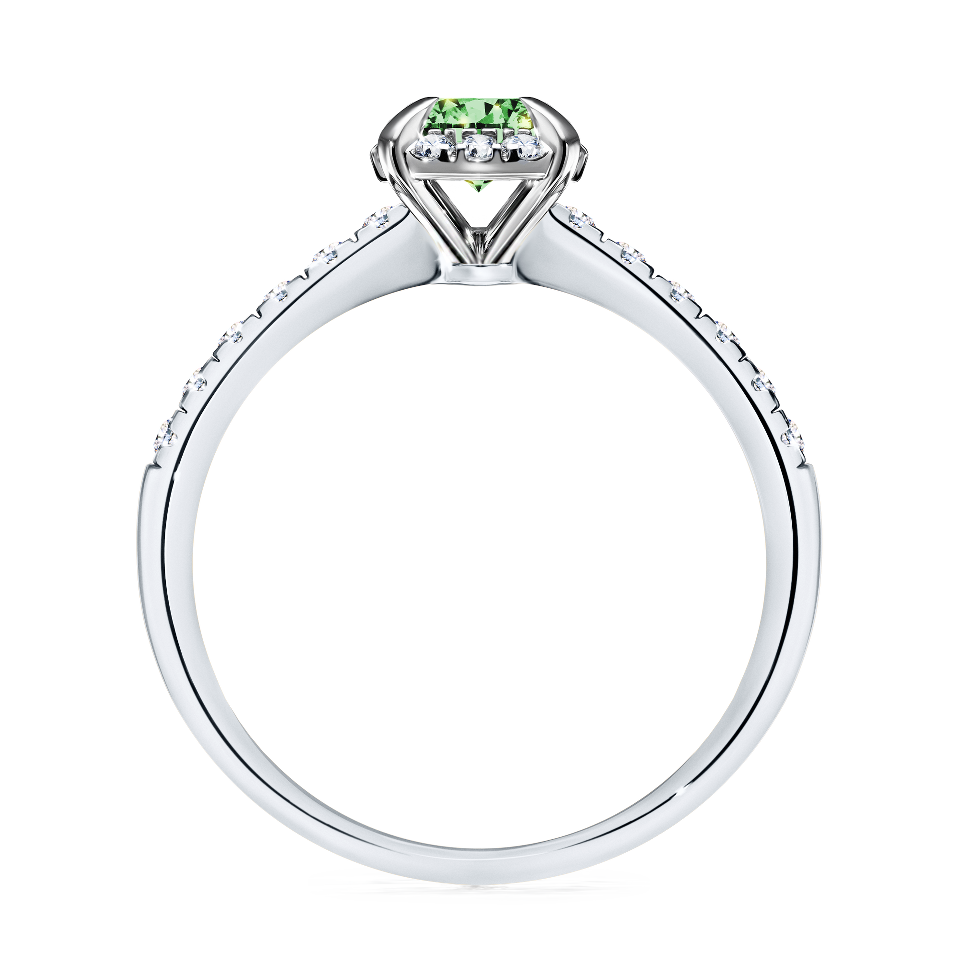 Pierścionek zaręczynowy My Princess z białego złota z ciemnym zielonym diamentem 0,76CT