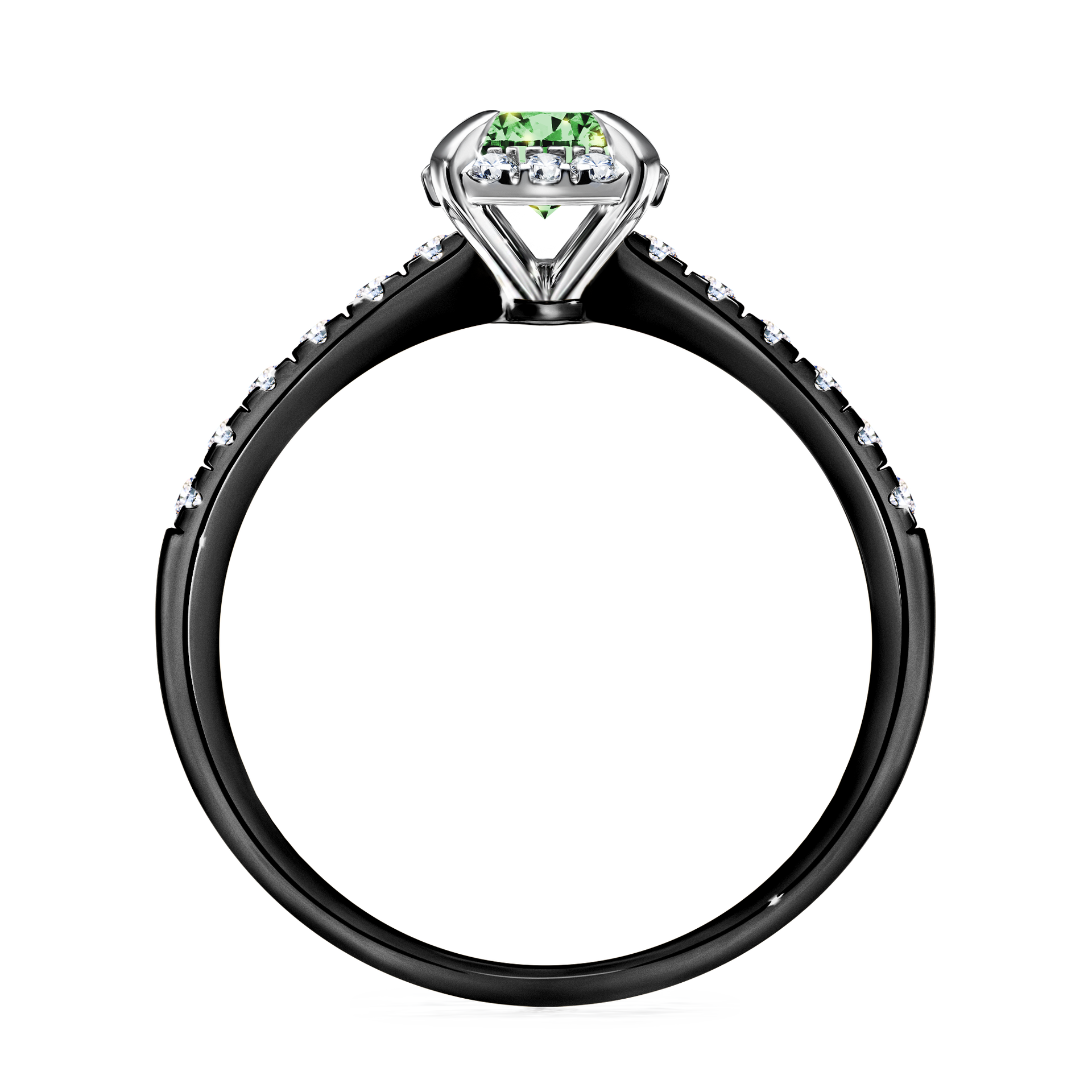 Pierścionek zaręczynowy My Princess z czarnego złota z ciemnym zielonym diamentem 0,76CT