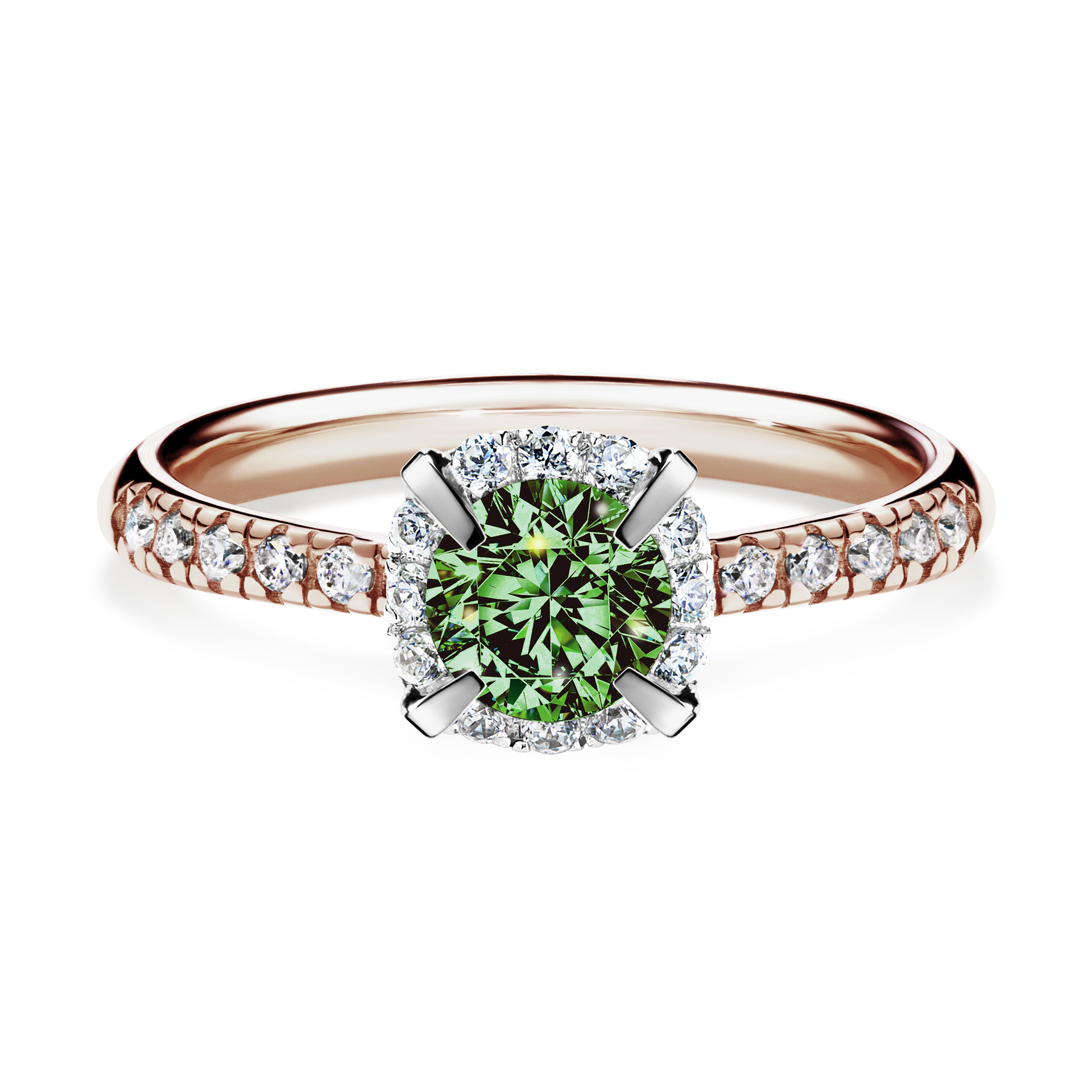 Pierścionek zaręczynowy My Princess z różowego złota z ciemnym zielonym diamentem 0,76CT