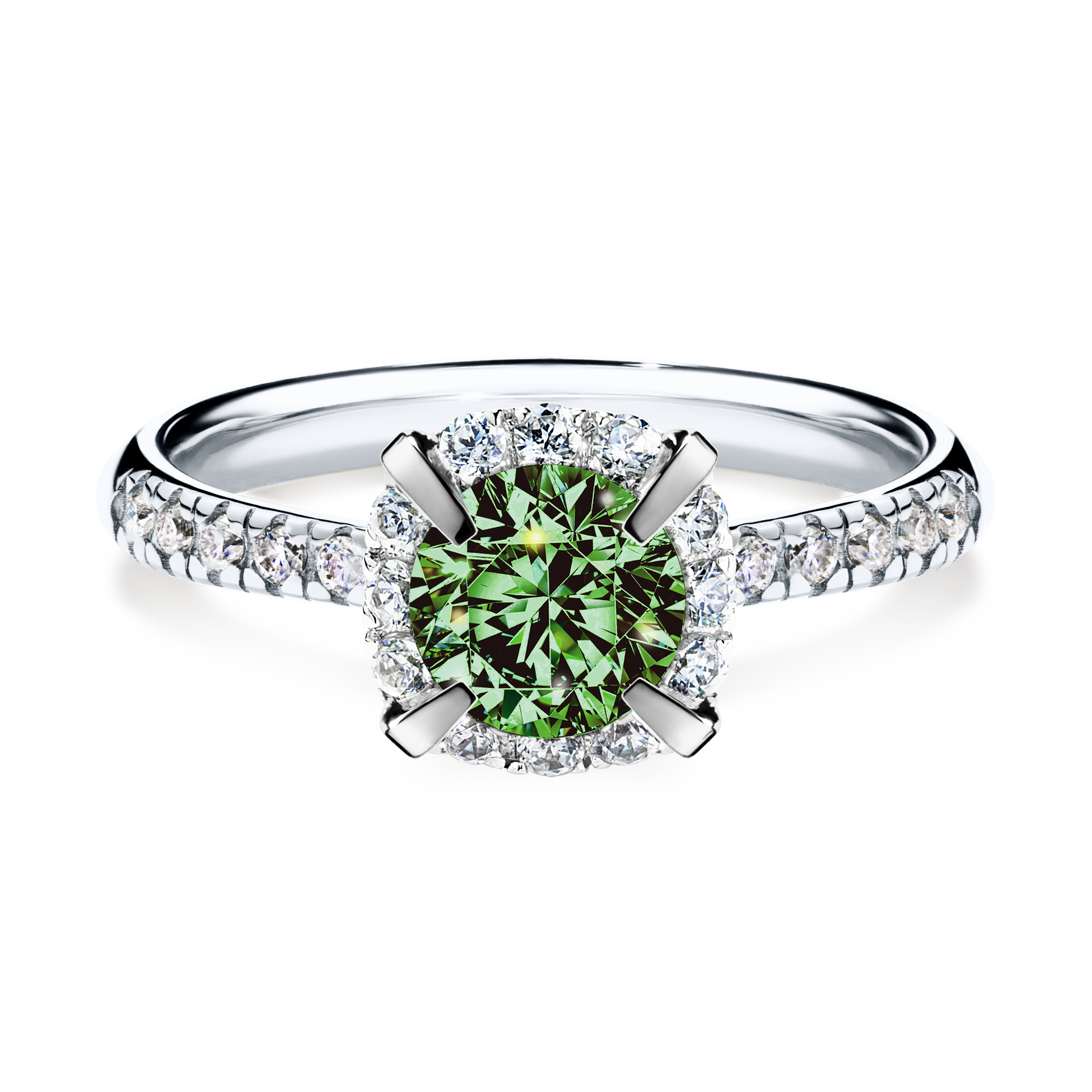 Pierścionek zaręczynowy My Princess z białego złota z ciemnym zielonym diamentem 1,18CT
