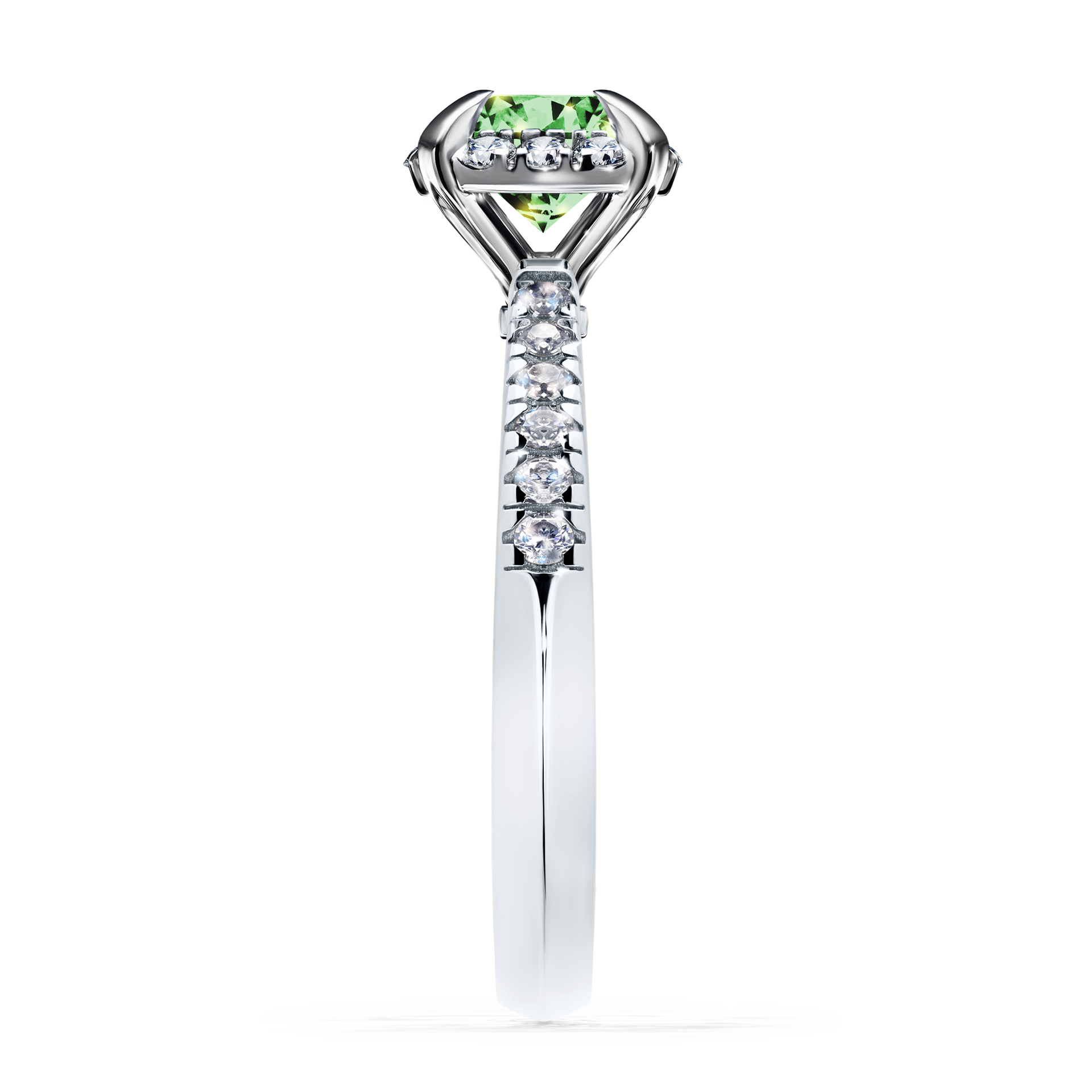 Pierścionek zaręczynowy My Princess z białego złota z ciemnym zielonym diamentem 1,18CT