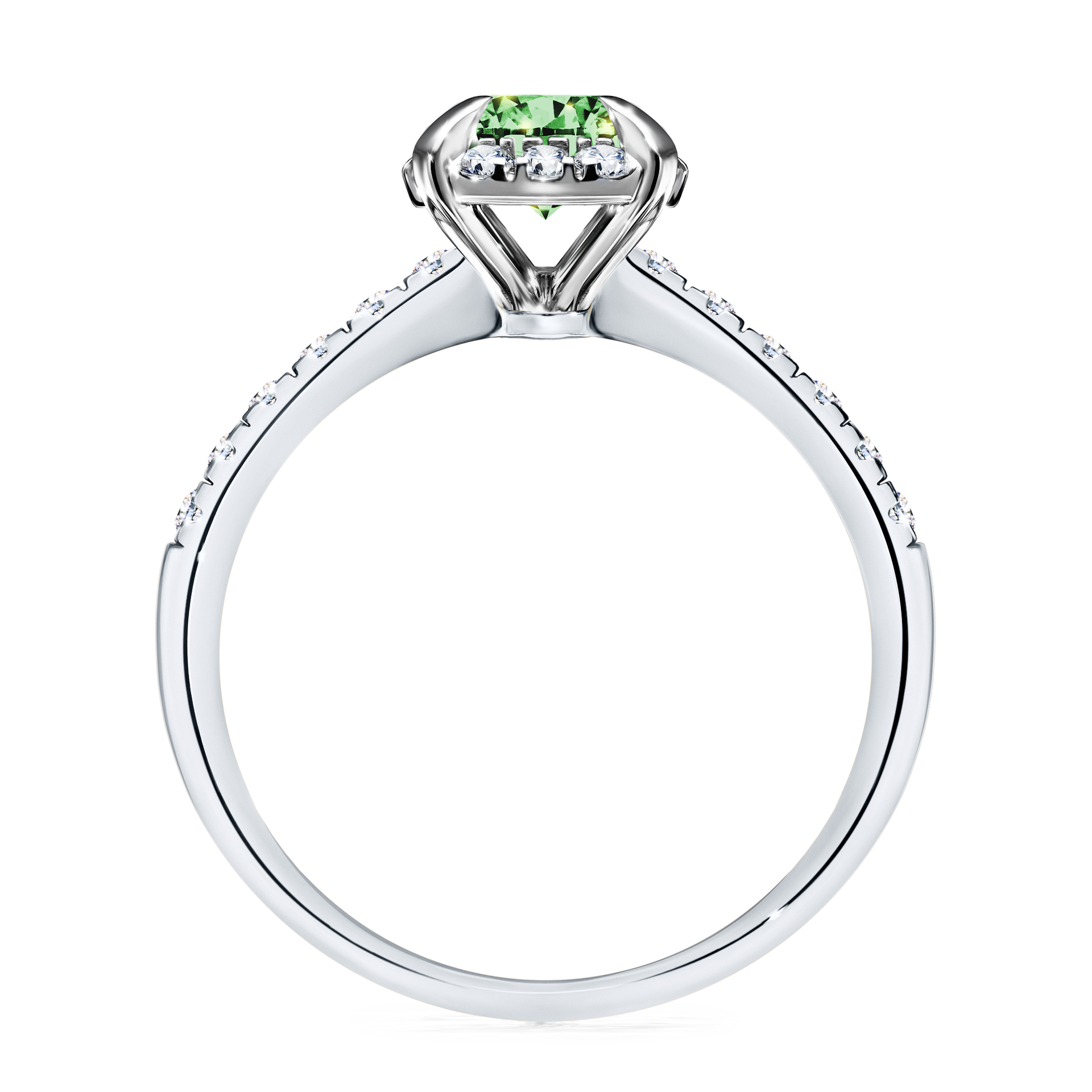 Pierścionek zaręczynowy My Princess z białego złota z ciemnym zielonym diamentem 1,18CT