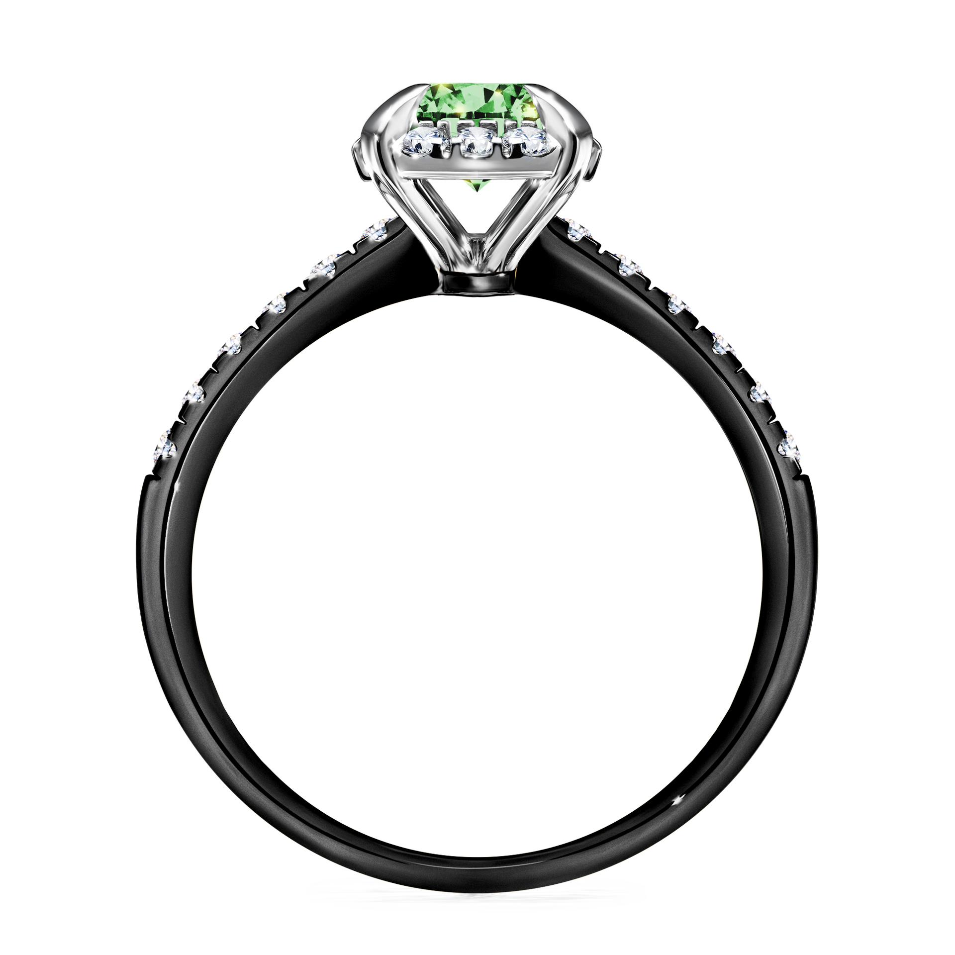 Pierścionek zaręczynowy My Princess z czarnego złota z ciemnym zielonym diamentem 1,18CT