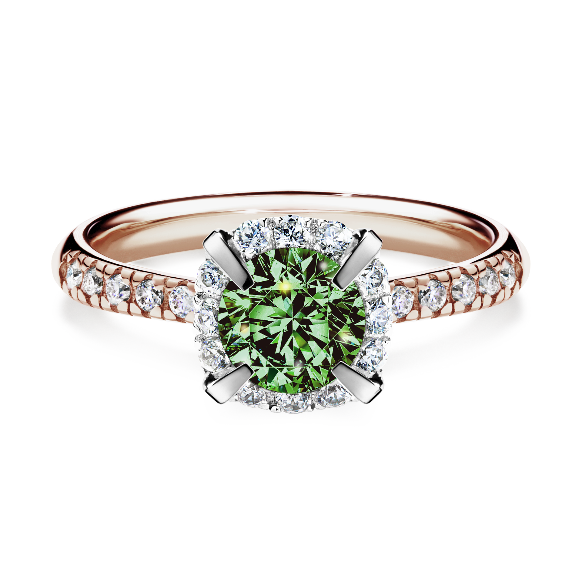 Pierścionek zaręczynowy My Princess z różowego złota z ciemnym zielonym diamentem 1,18CT