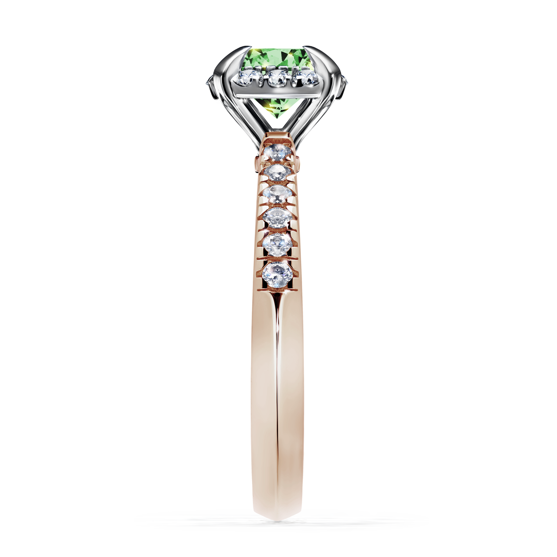 Pierścionek zaręczynowy My Princess z różowego złota z ciemnym zielonym diamentem 1,18CT