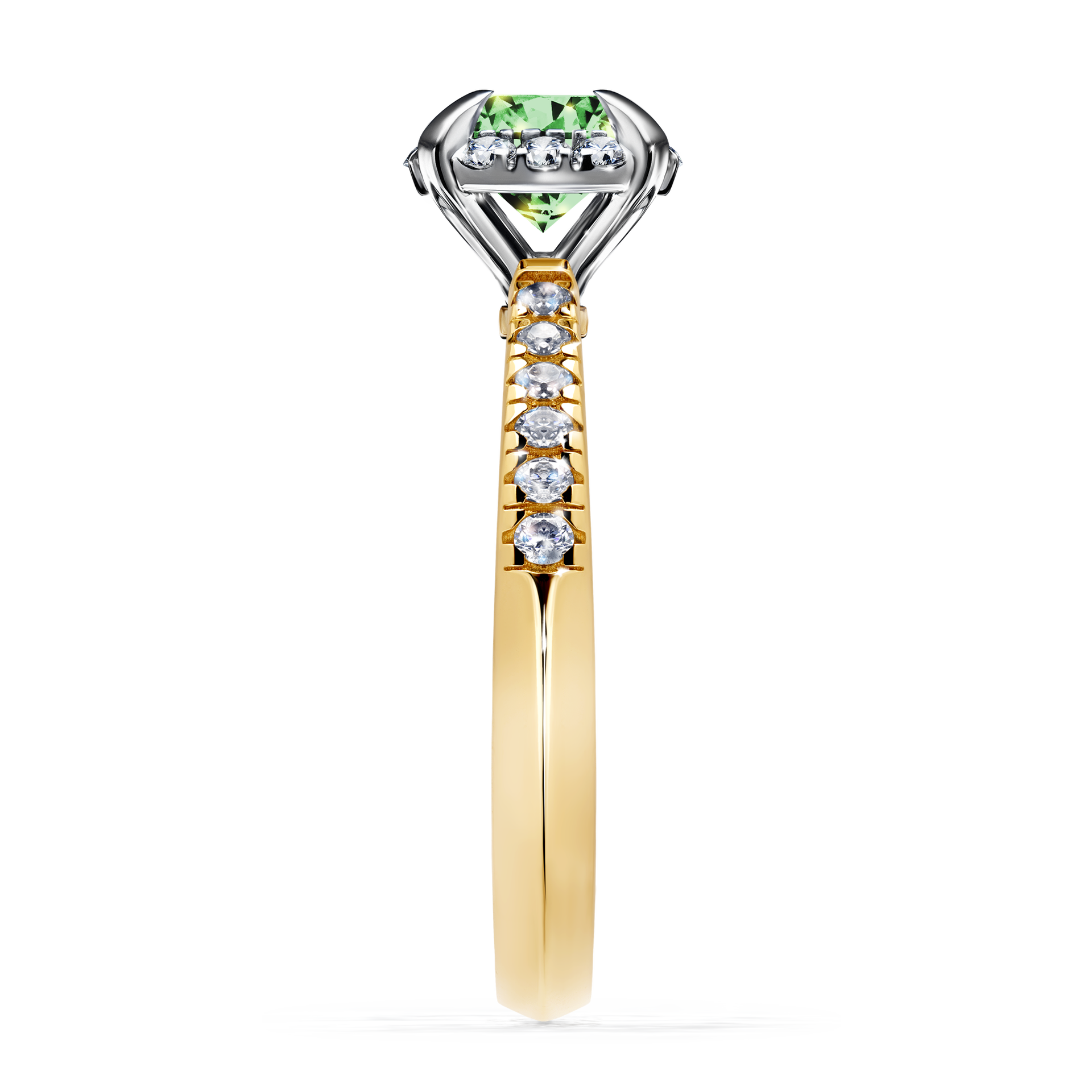 Pierścionek zaręczynowy My Princess z żółtego złota z ciemnym zielonym diamentem 1,18CT