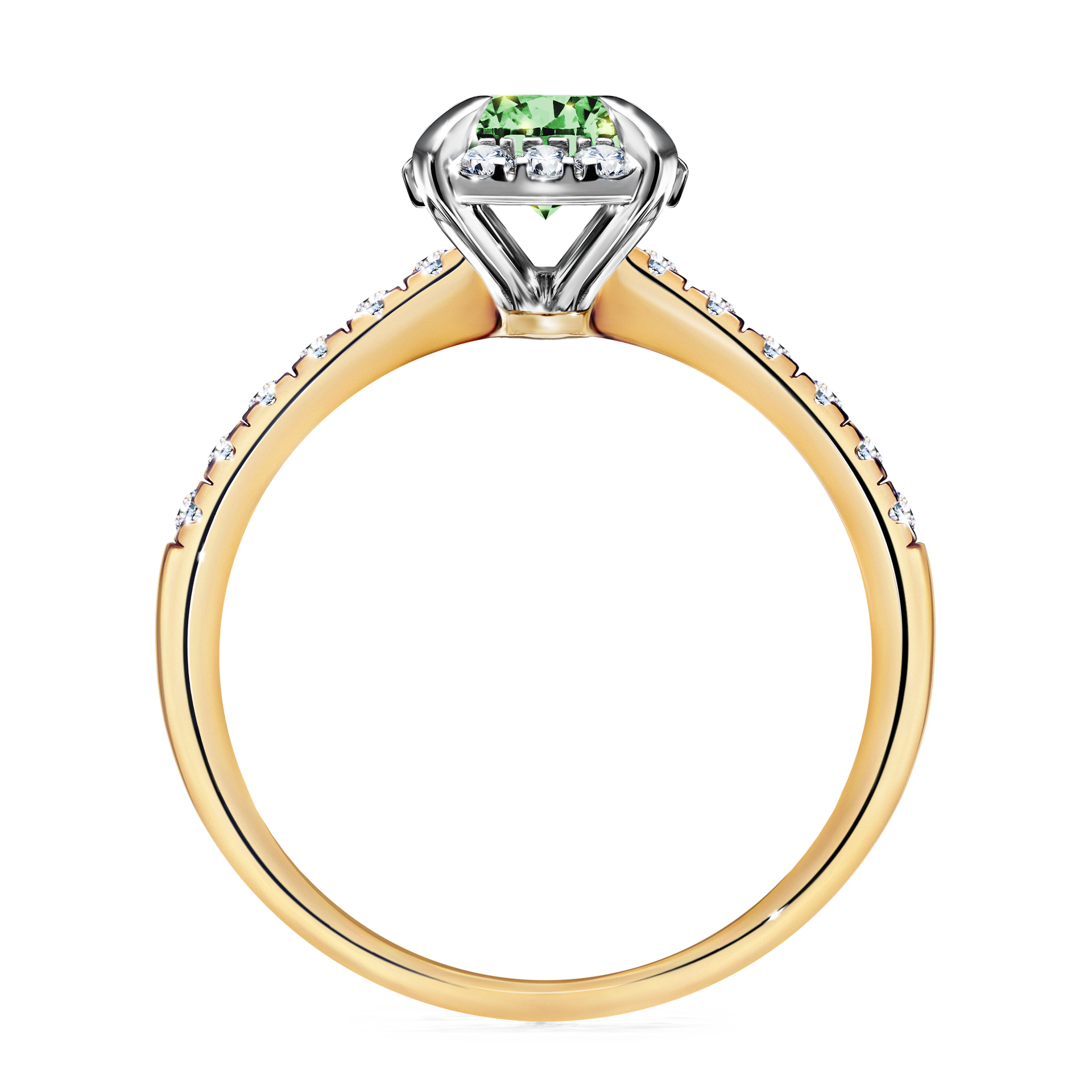 Pierścionek zaręczynowy My Princess z żółtego złota z ciemnym zielonym diamentem 1,18CT