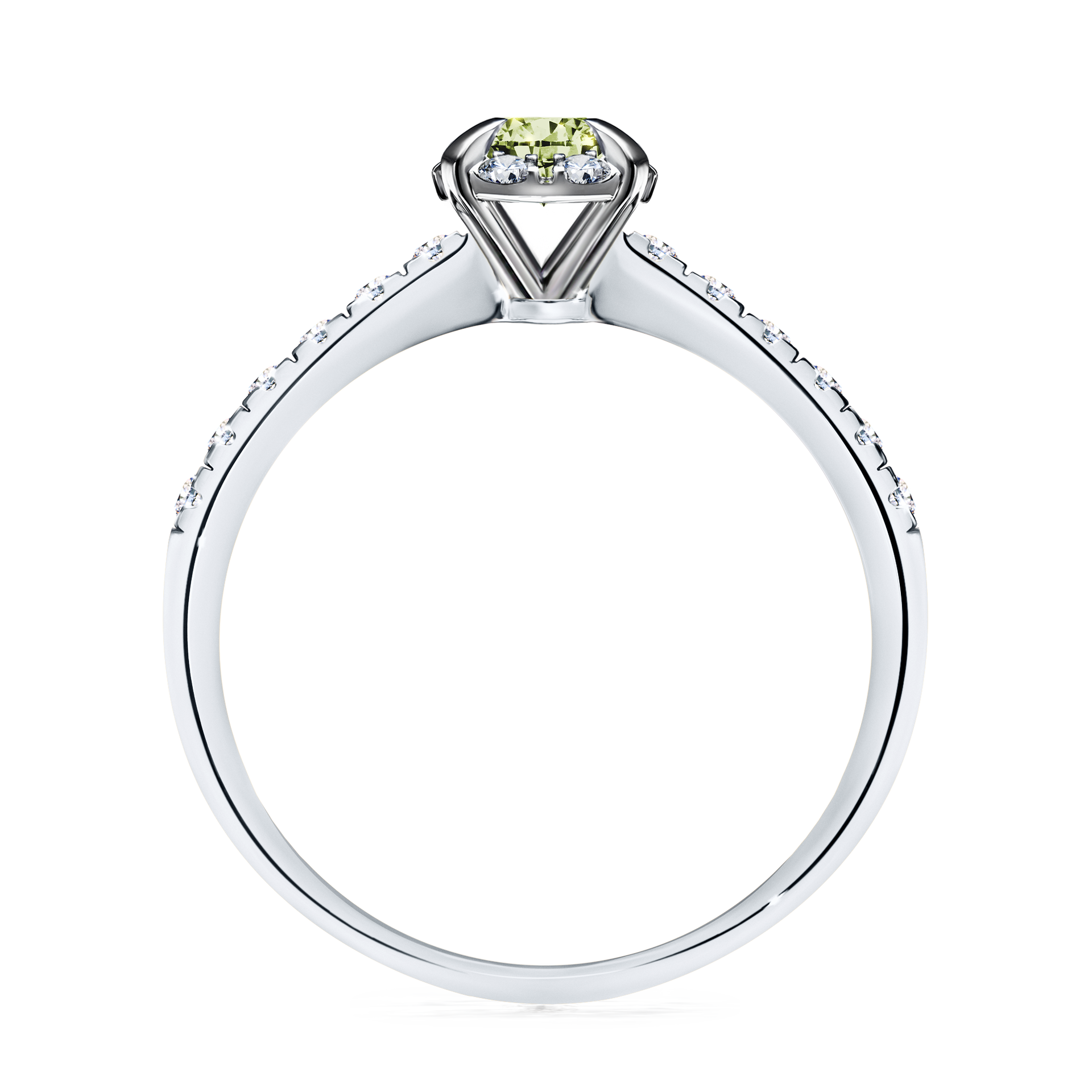 Pierścionek zaręczynowy My Princess z białego złota z jasnym zielonym diamentem 0,47CT